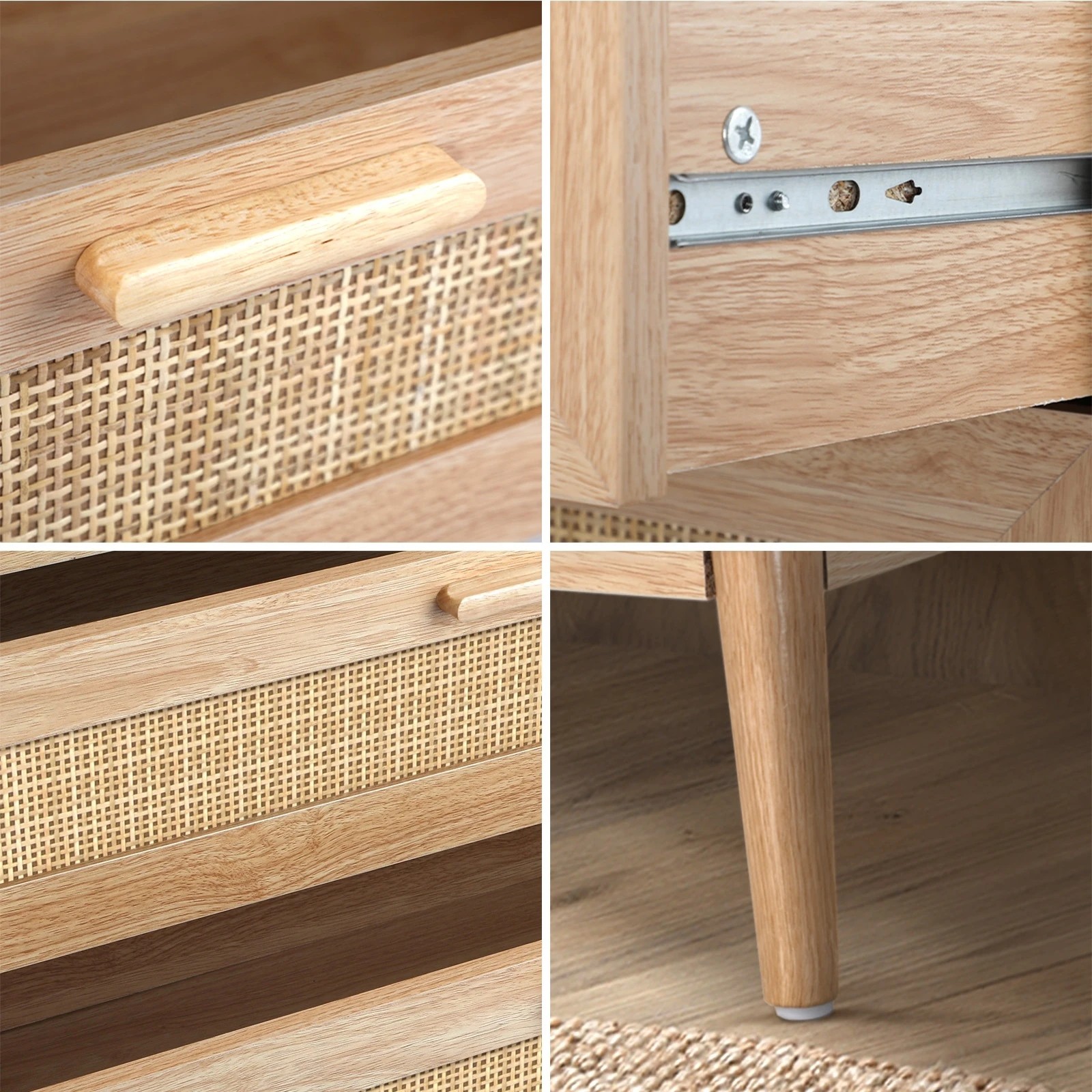 5 Oikiture 3 Chest Of Drawers Storage Cabinet Dresser Rattan Lowboy
 - Natural, 5 of 10