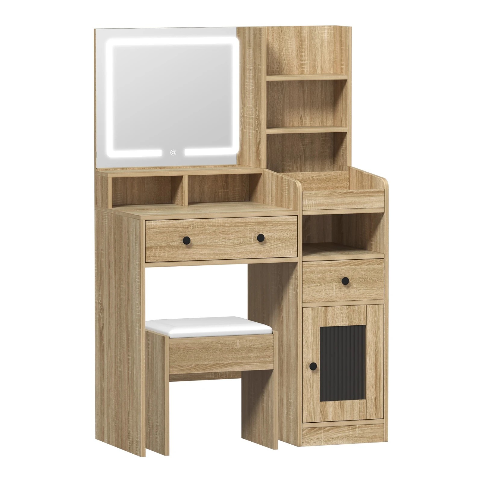 7 Oikiture Dressing Table Stool Set Makeup Mirror Led Light Vanity Desk
 - Natural, 7 of 9