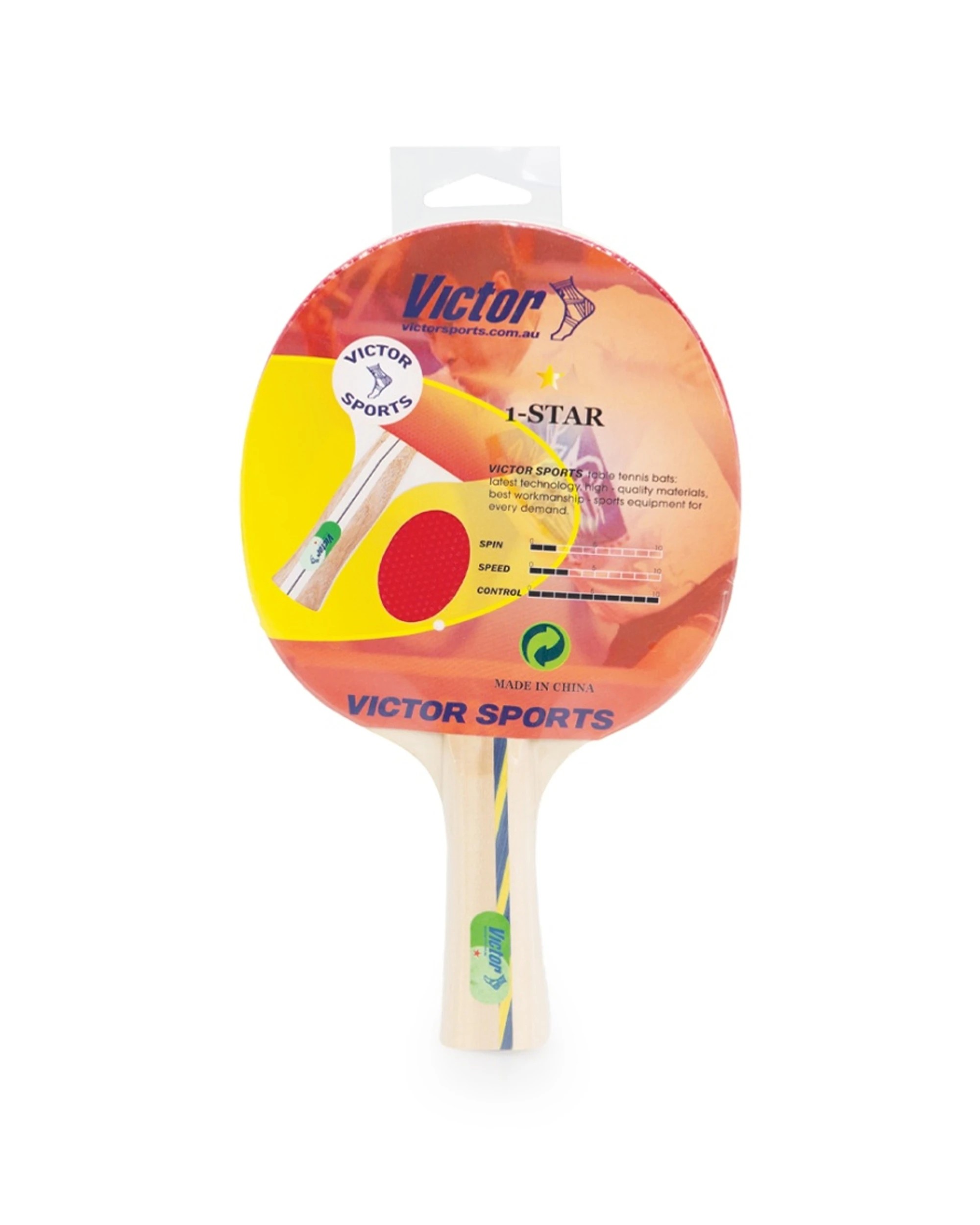 3 Victor Sports Table Tennis Bat Superspin 1 Star Hard Plywood Rubber 5mm - Multi, 3 of 4