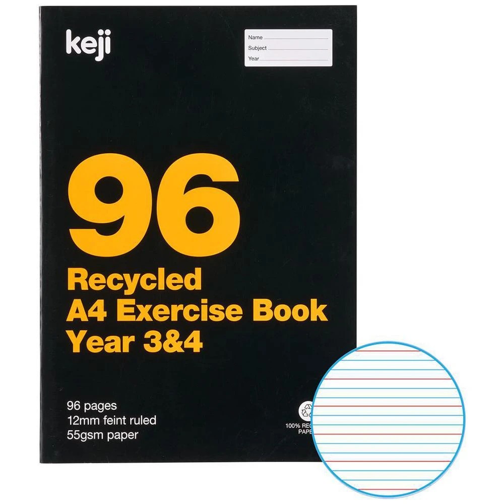 1 Keji A4 55gsm 12mm Ruled Exercise Book Year 3/4 QLD 96 Page, 1 of 3