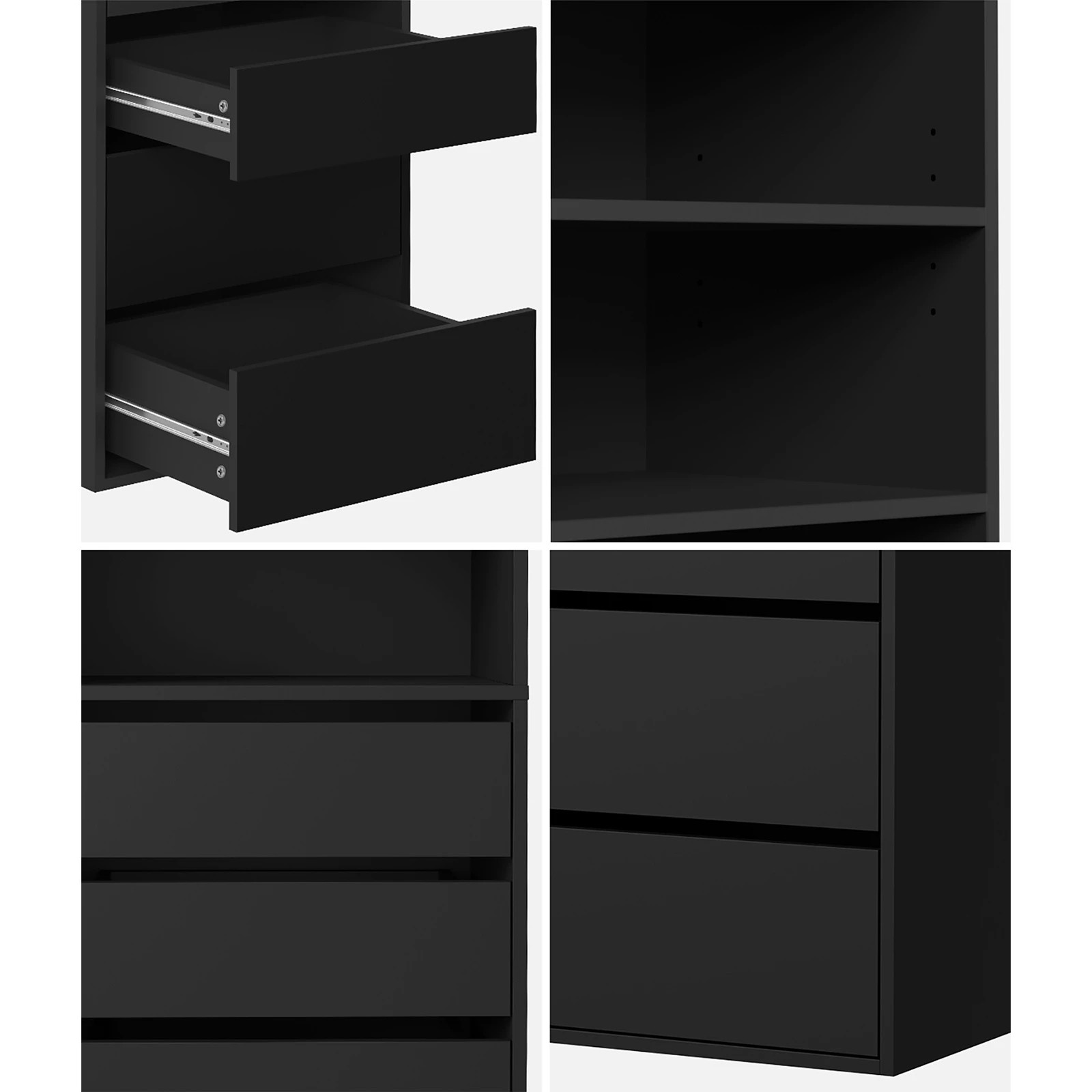 4 Oikiture Wardrobe Storage Cabinet Shelf Unit Clothes 3 Shelves 6 Drawers
 - Black, 4 of 10