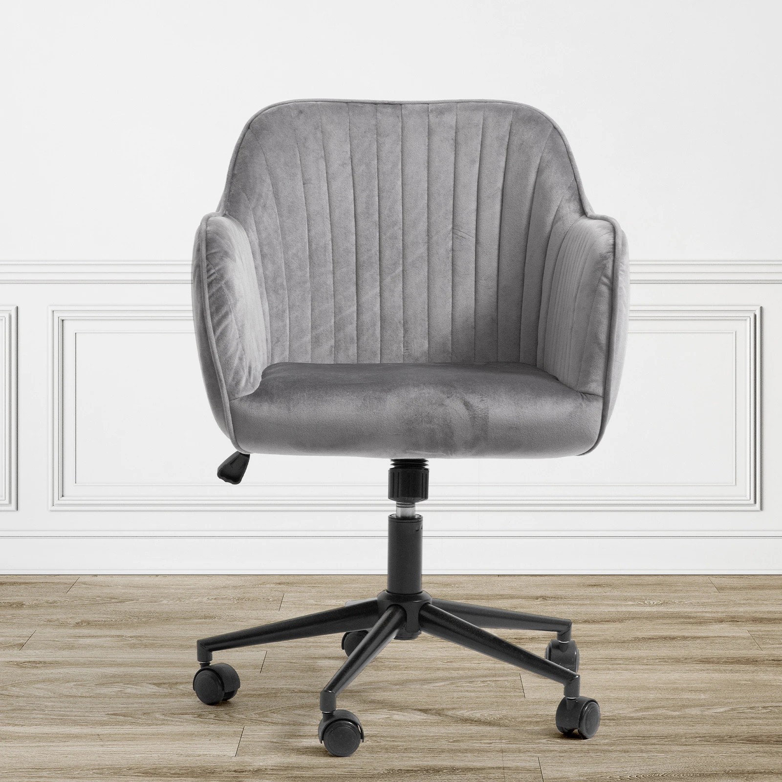 5 Casa Decor Arles Velvet Office Chair Mid Back Swivel Height Adjustable Grey - Grey, 5 of 10