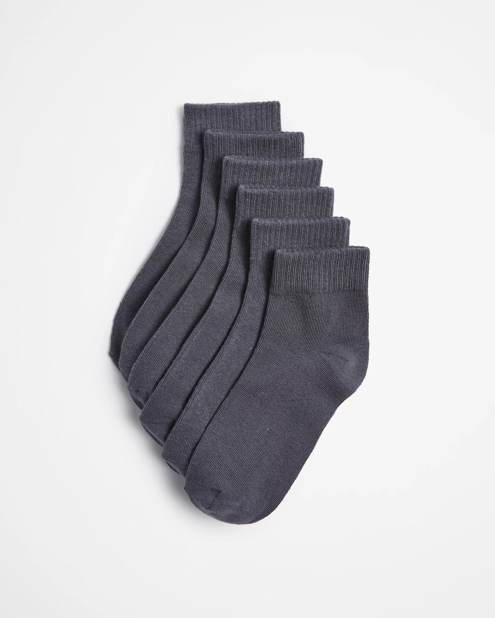 1 Maxx School Quarter Crew Kids Socks 6 Pack GREY, 1 of 3