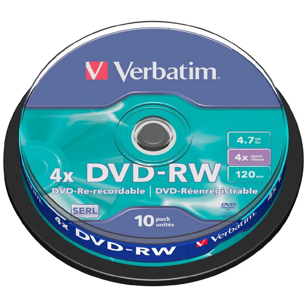 1 Verbatim DVD-RW 4.7GB 4x Spindle 10 Pack, 1 of 1