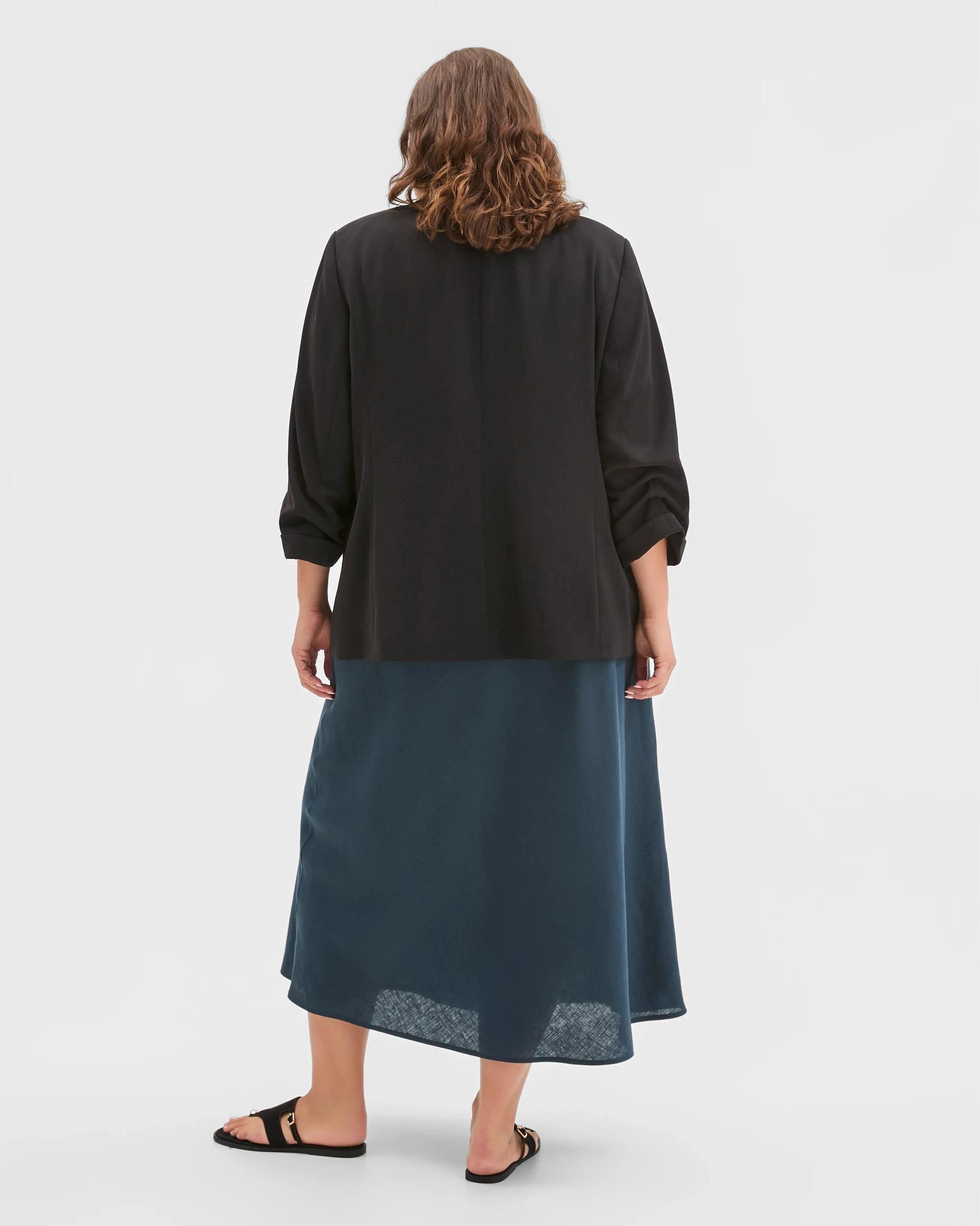 4 Target Curve Plus Size Ruched Sleeve Blazer BLACK, 4 of 6