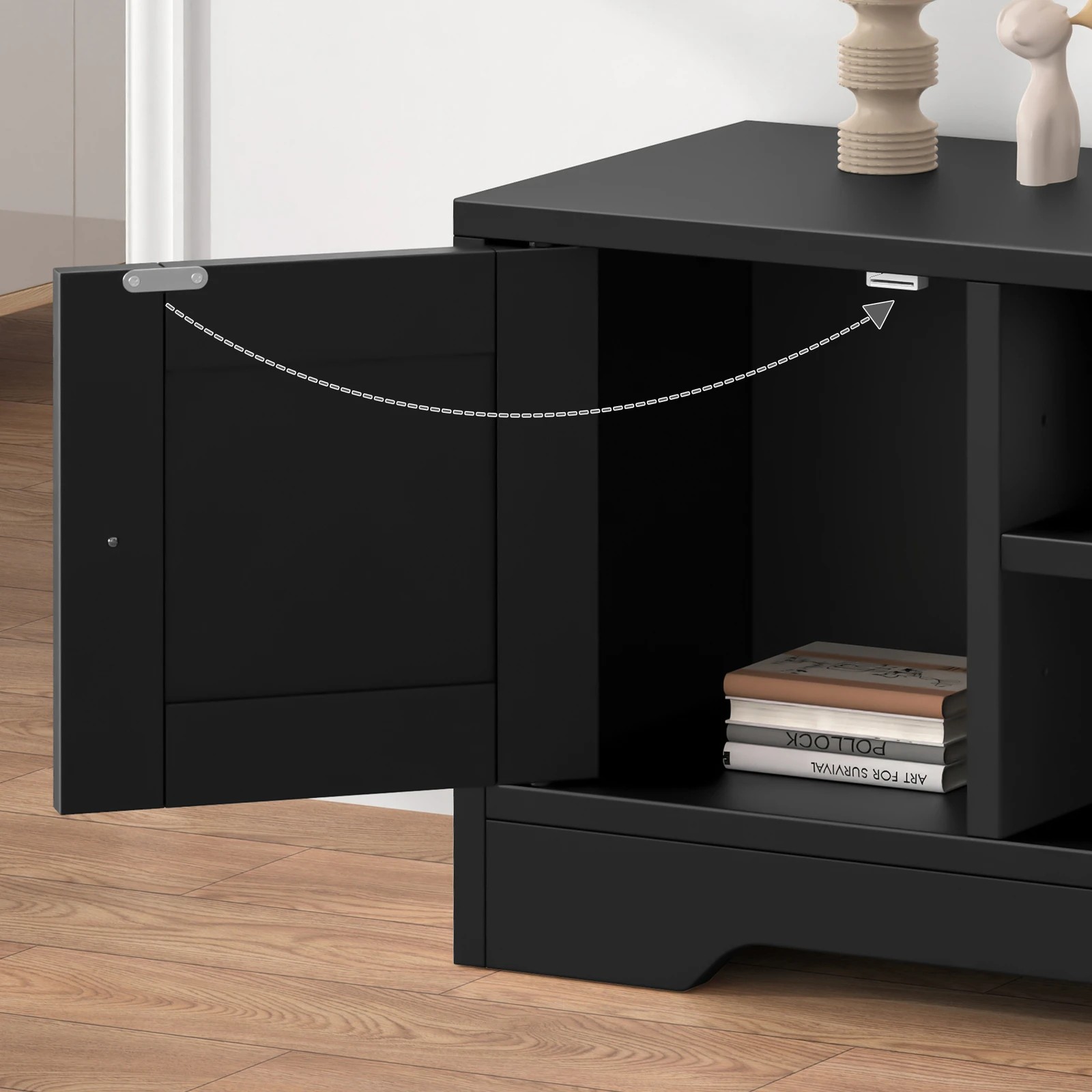 7 Alfordson TV Cabinet Entertainment Unit Stand Hamptons 120cm Storage - Black, 7 of 9