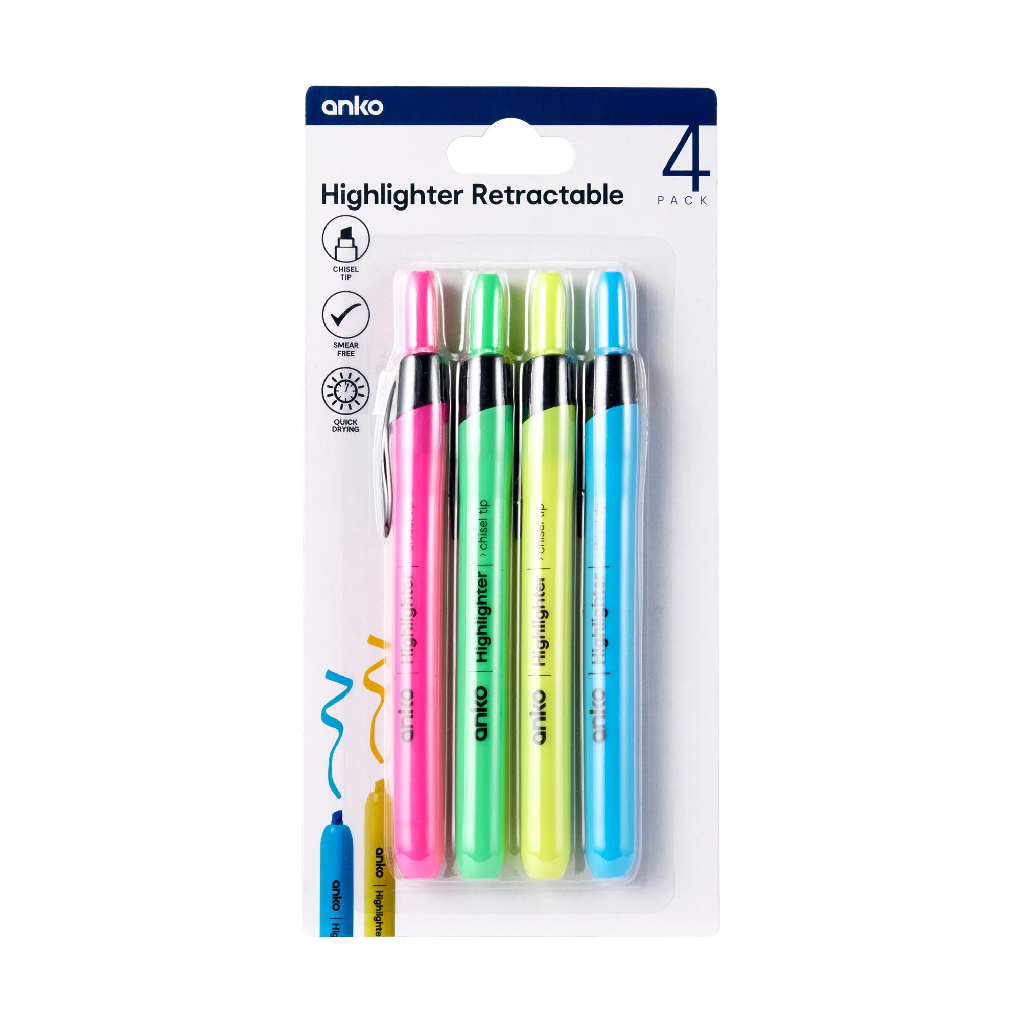 1 4 Pack Retractable Highlighters, 1 of 4