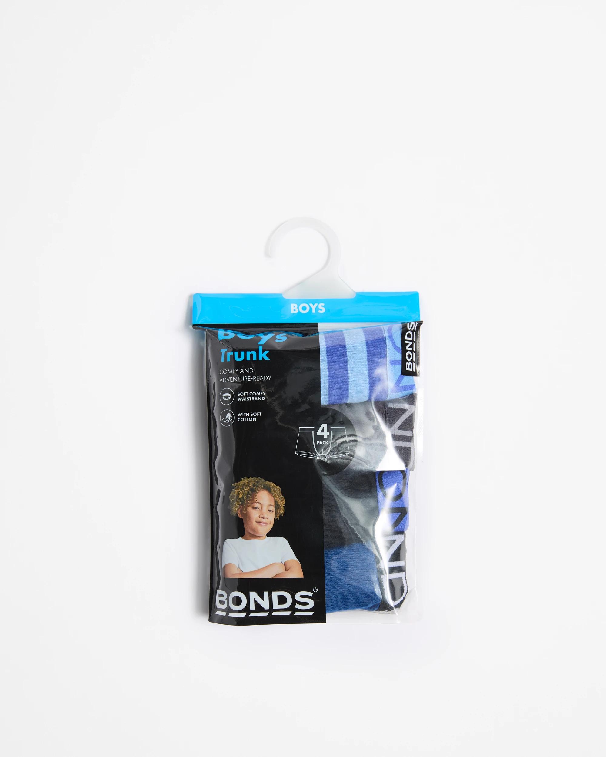 2 Bonds Older Boys Trunks 4 Pack BLUE BLACK STRIPE, 2 of 2
