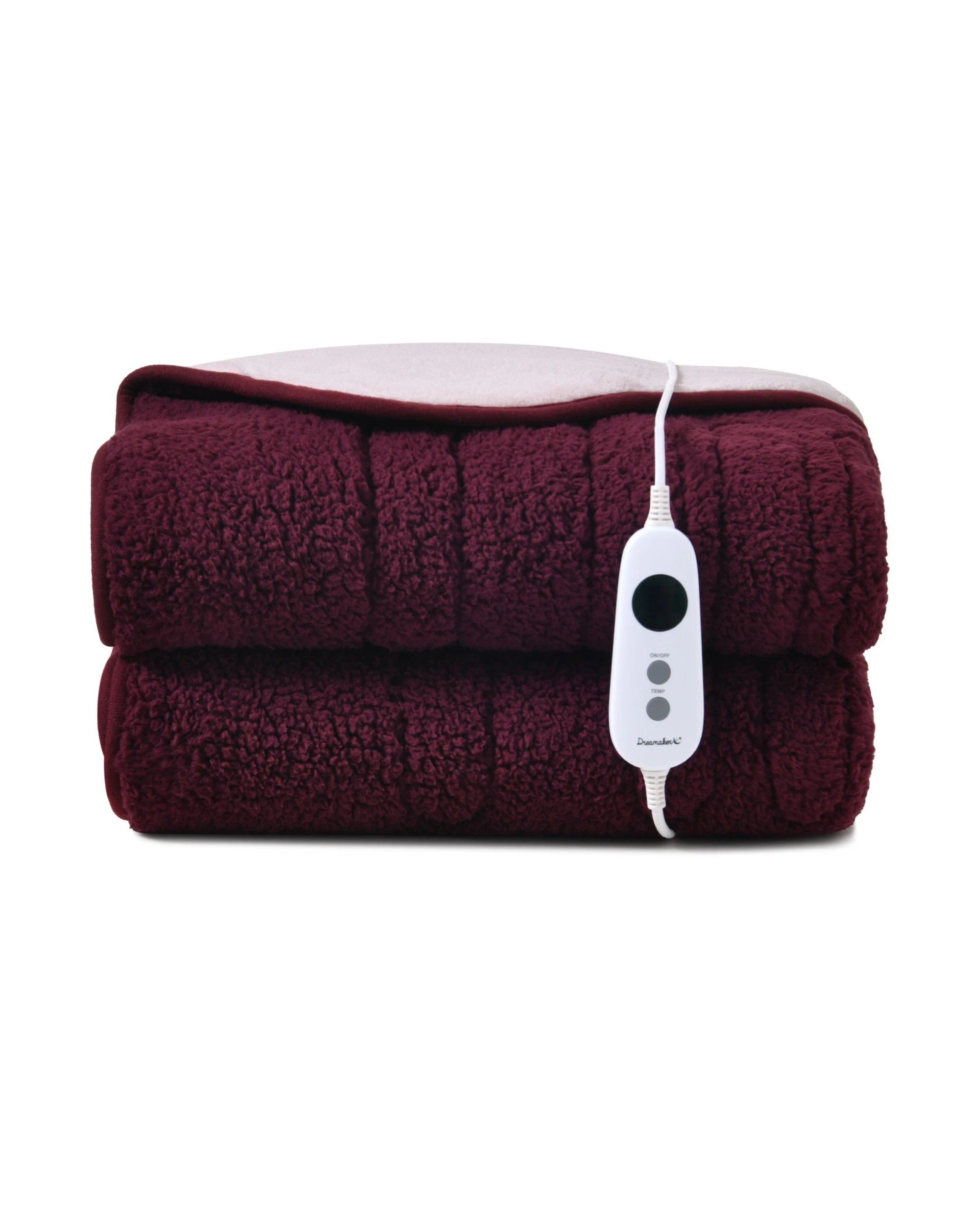 2 Dreamaker Eve Reversible Sherpa & Coral Fleece Heated Throw 180x200cm - Cherry and Blush, 2 of 8