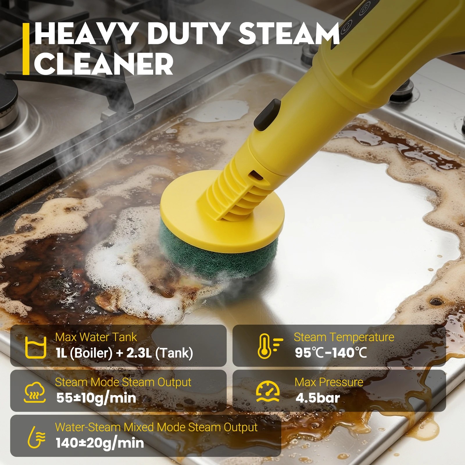 3 ADVWIN 2200W Heavy Duty Steam Cleaner, Industrial High-Pressure& Temp Steamer, 3 of 7