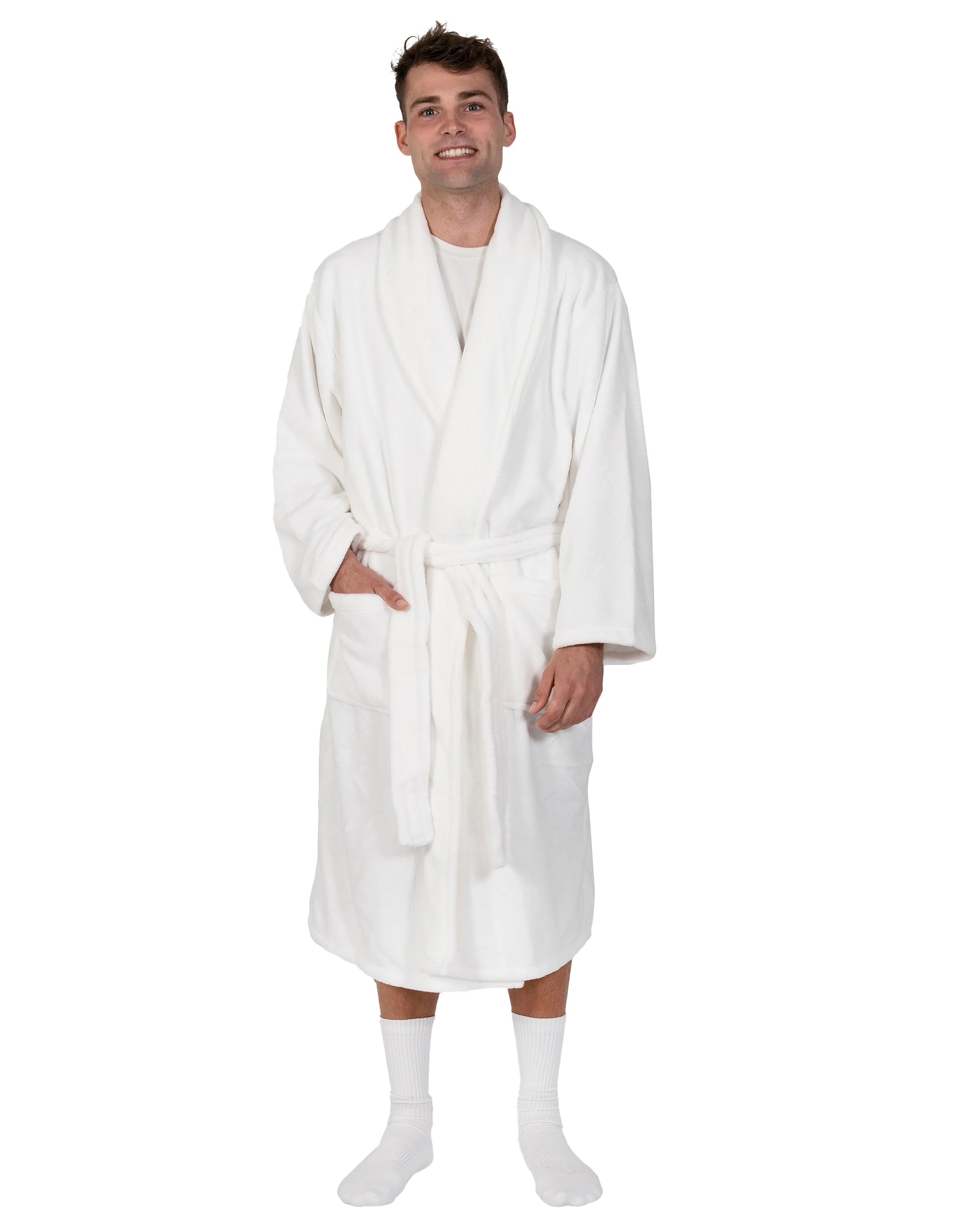 5 Bambury Soft Microplush Coral Fleece Bathrobe Dressing Gown Size Large/Extra Large - White, 5 of 7