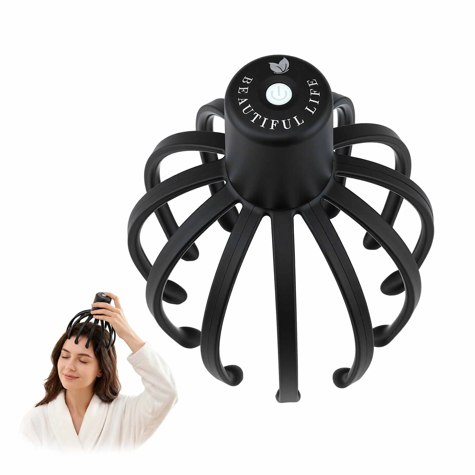 1 Livemor Head Massager Scalp Electric with 3 Modes 360 Degree Head Massager Portable Head Scratcher - Black, 1 of 8