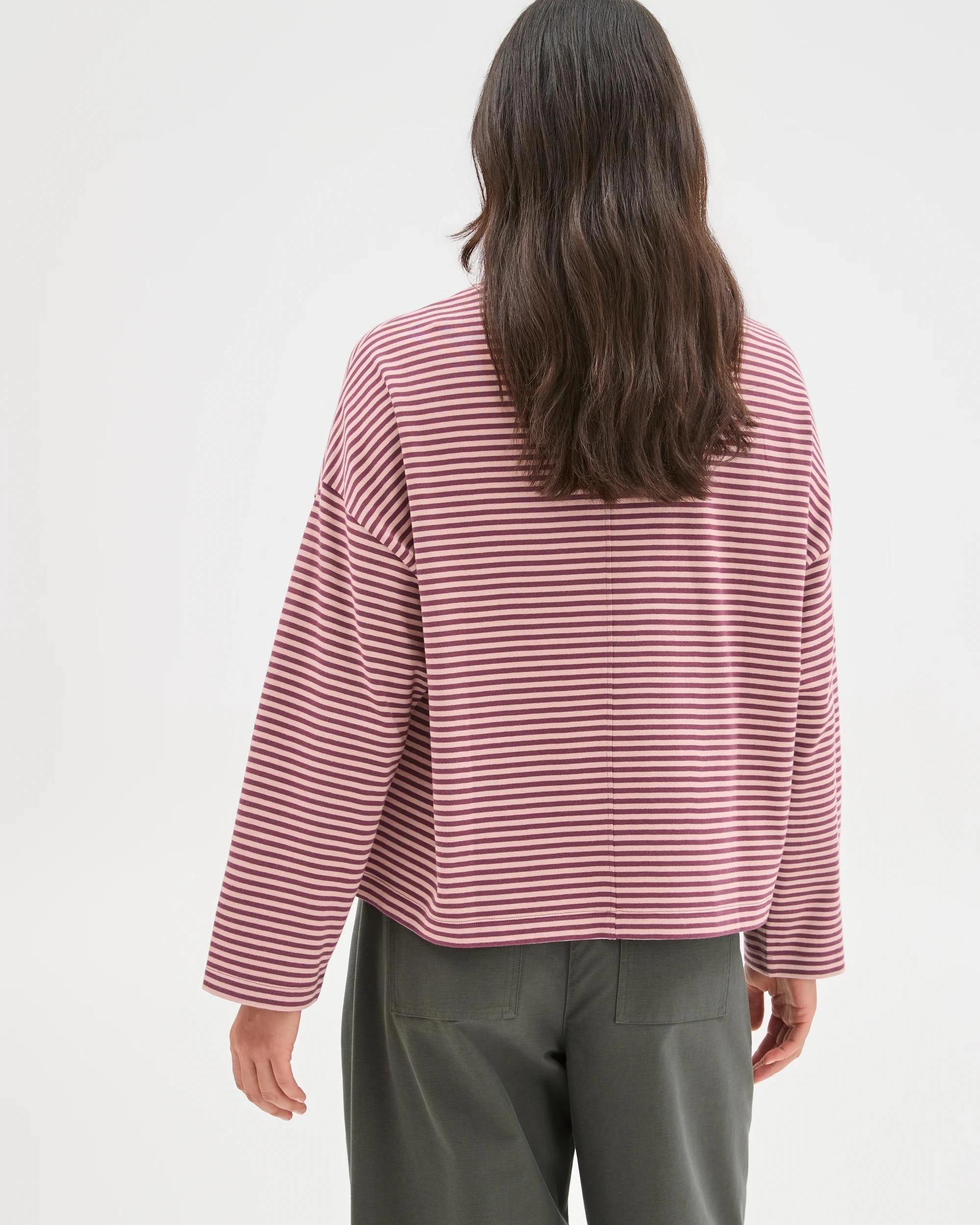 8 Target Woman Australian Cotton Long Sleeve Heavyweight Oversized T-Shirt PANSY/SOFT BLUSH STRIPE, 8 of 8