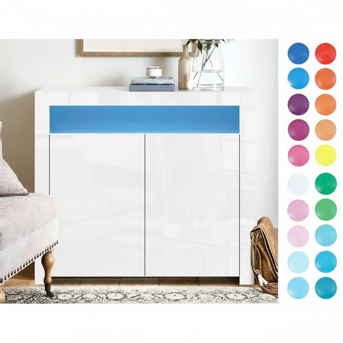 6 Artiss Buffet Sideboard LED - White, 6 of 8