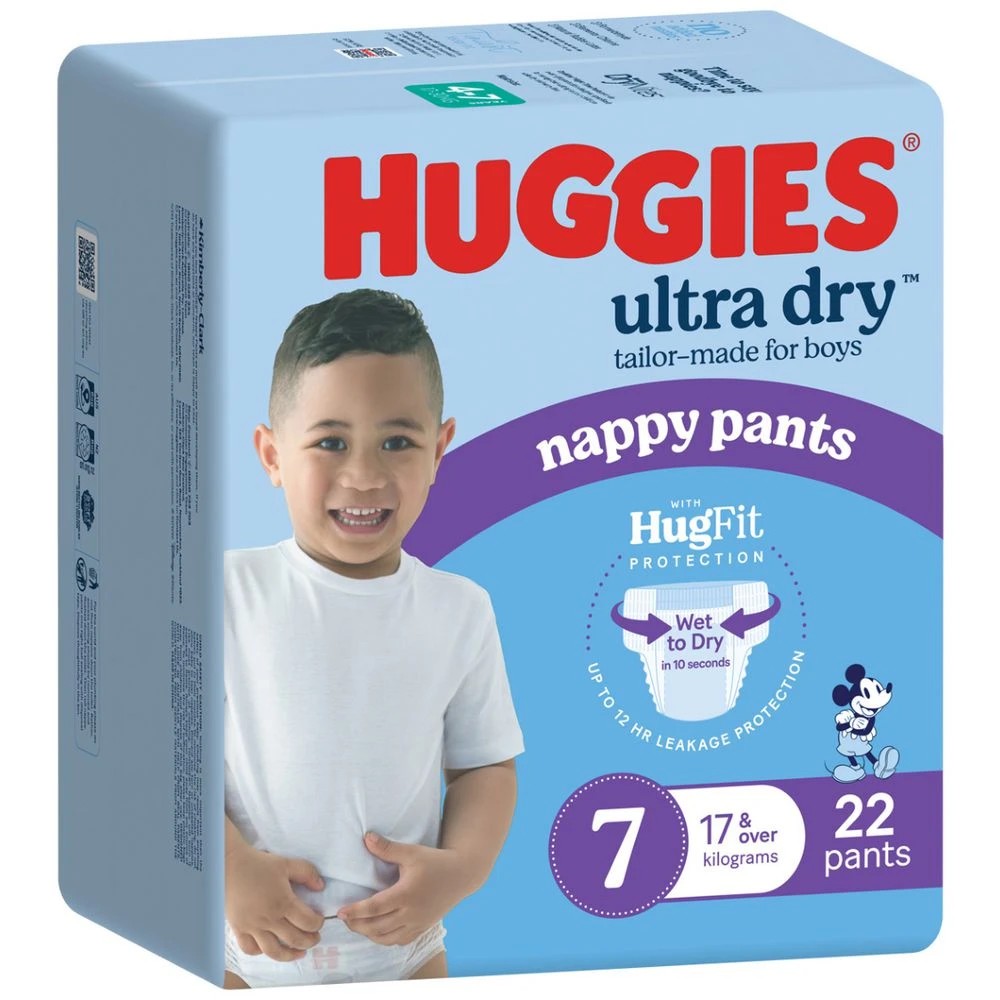 Huggies Ultra Dry Nappy Pants Size 7 Boy 22 Pack - Kmart