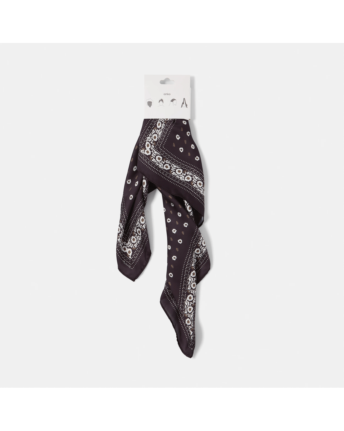 9 Ditsy Flower Print Hair Scarf - Brown, 9 of 10