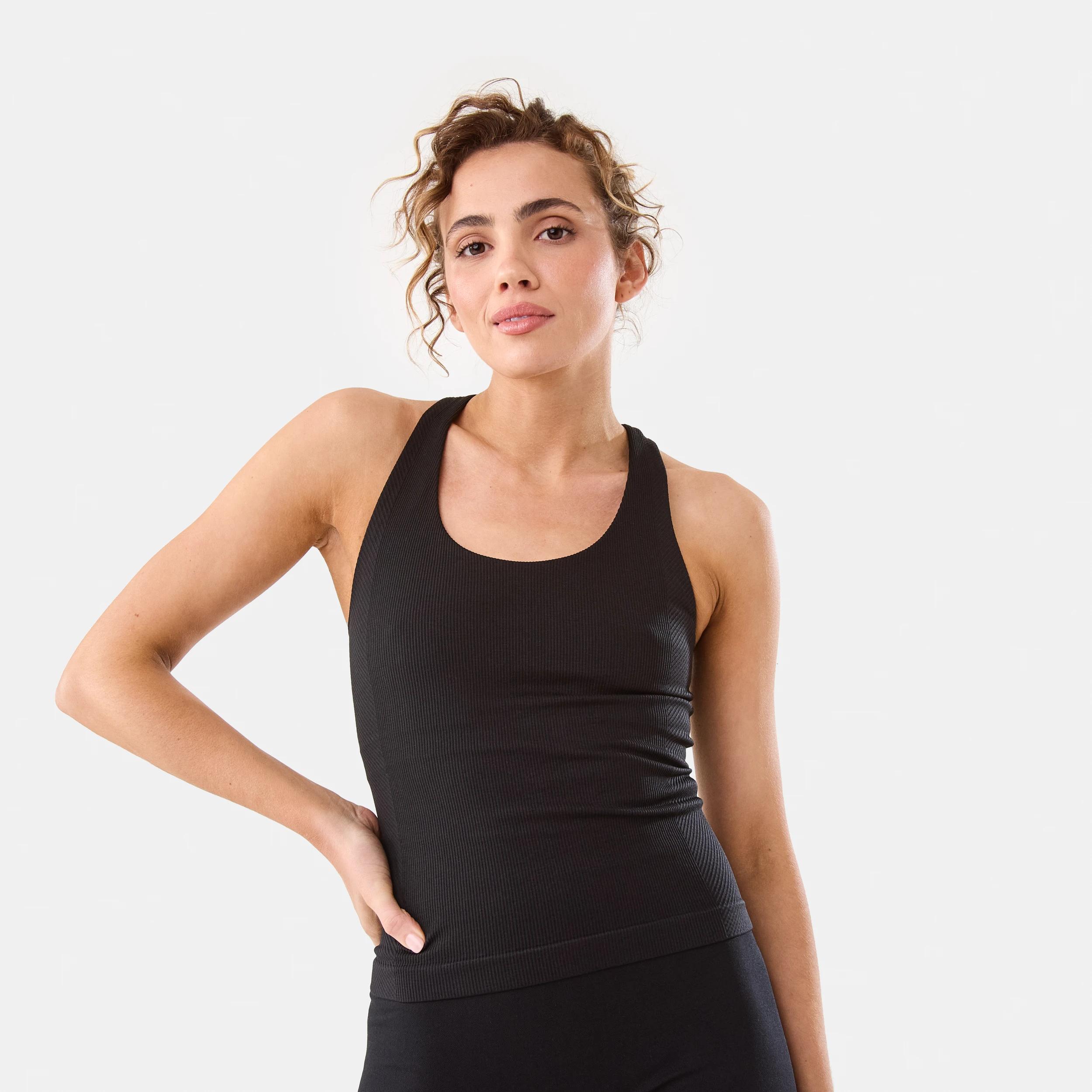 1 Active Womens Seamfree Shelf Tank BLACK, 1 of 8