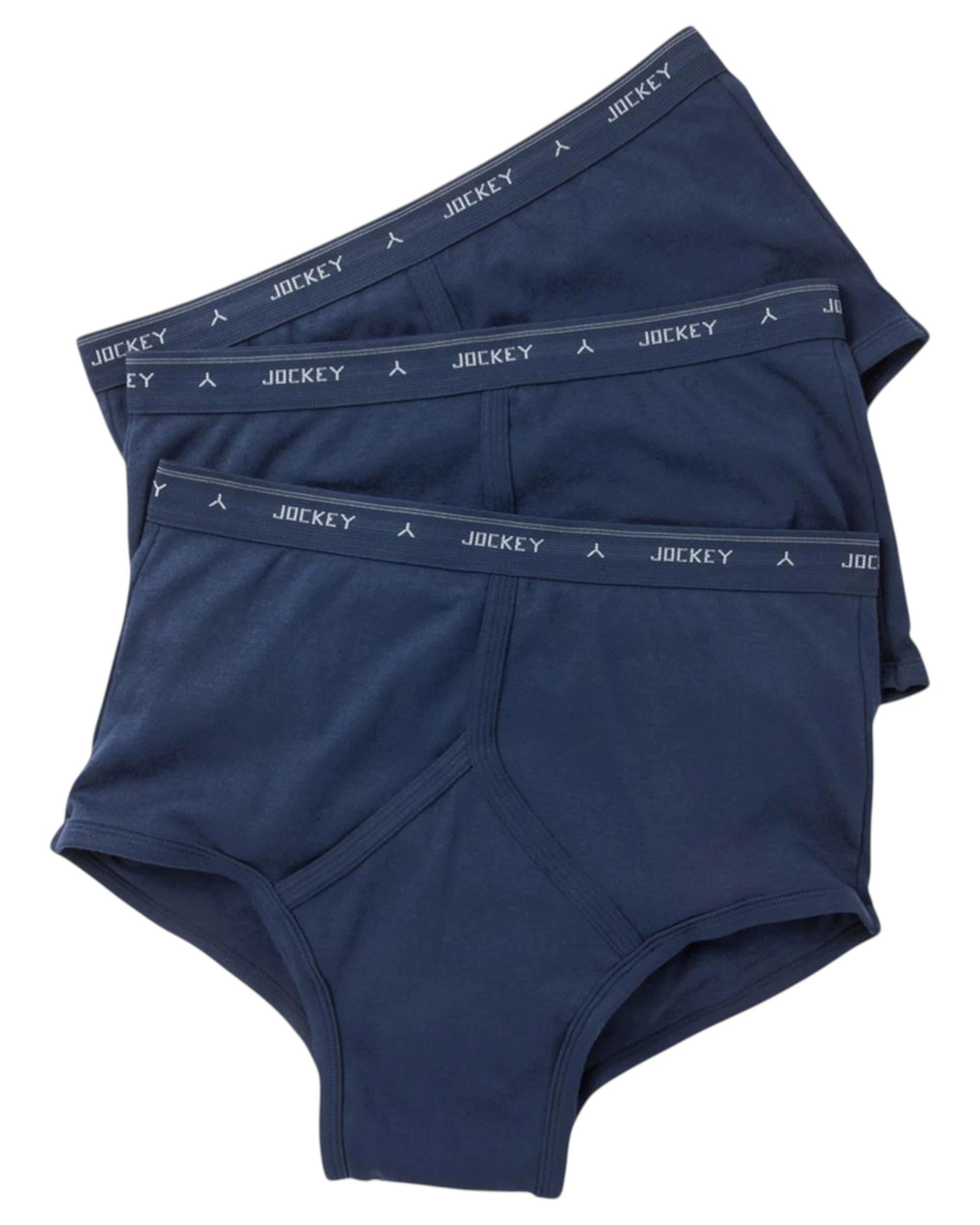 1 Jockey 3 Pack Navy Y-Front Mens Underwear Briefs Trunks NAVY, 1 of 4