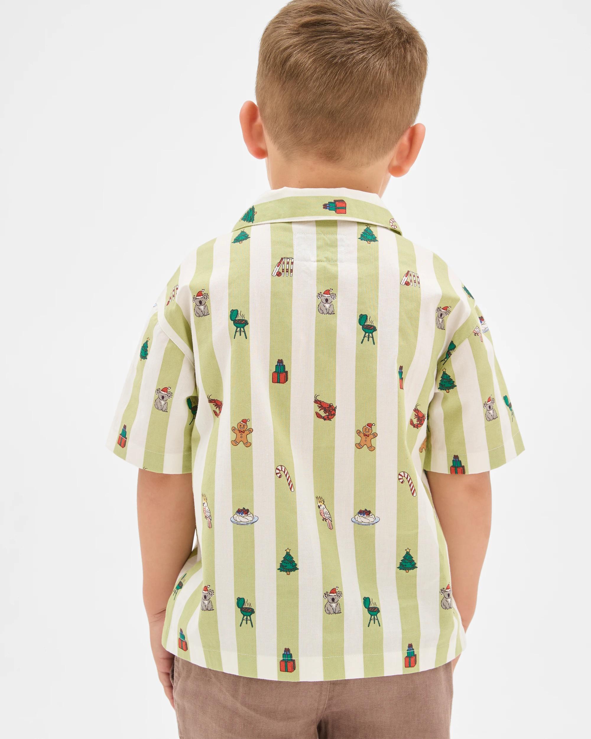 5 Target Kids Cotton Short Sleeve Christmas Shirt GREEN STRIPE, 5 of 7