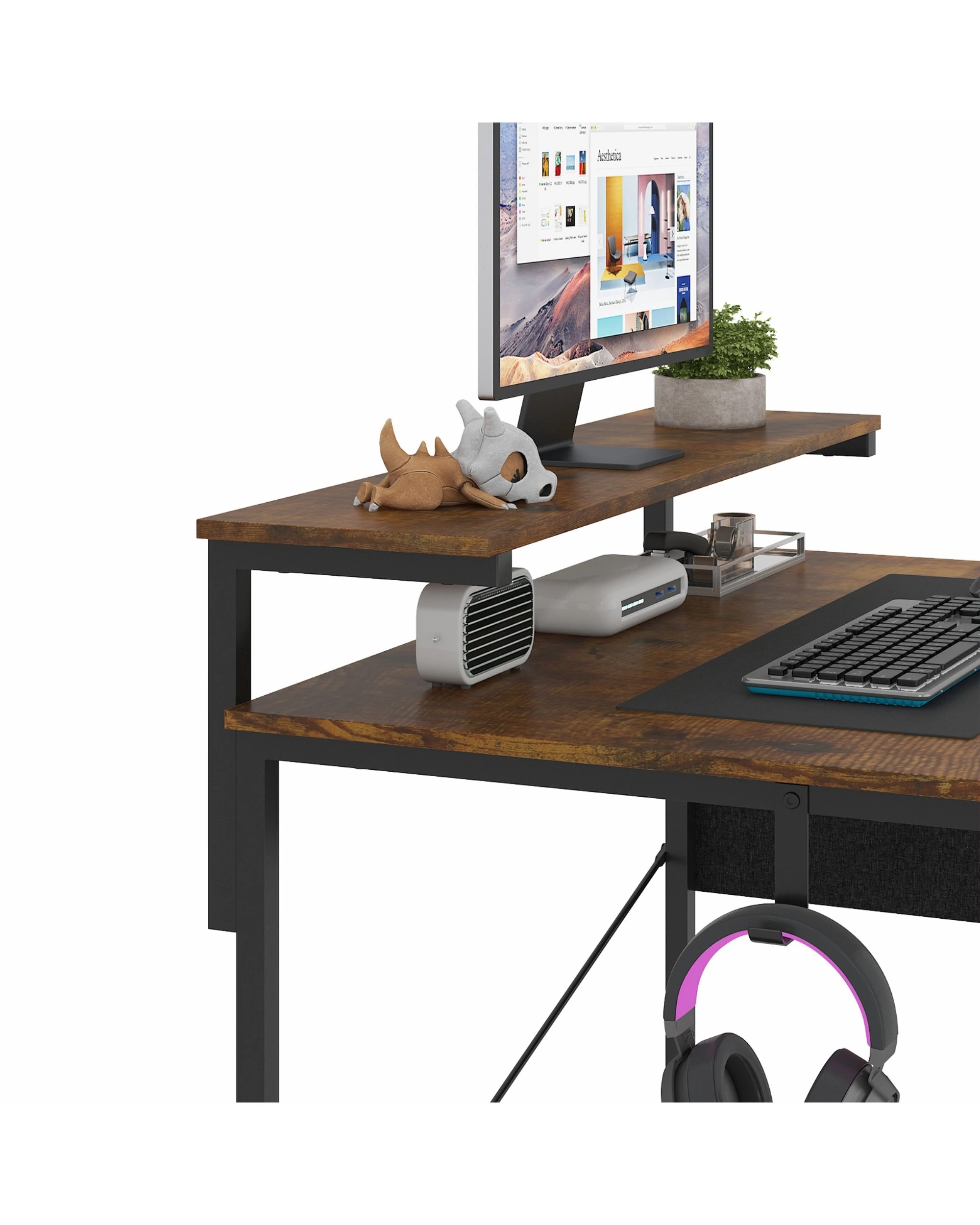 6 Advwin 80cm Small Computer Desk with Adjustable Monitor Stand and Storage Bag, 6 of 10
