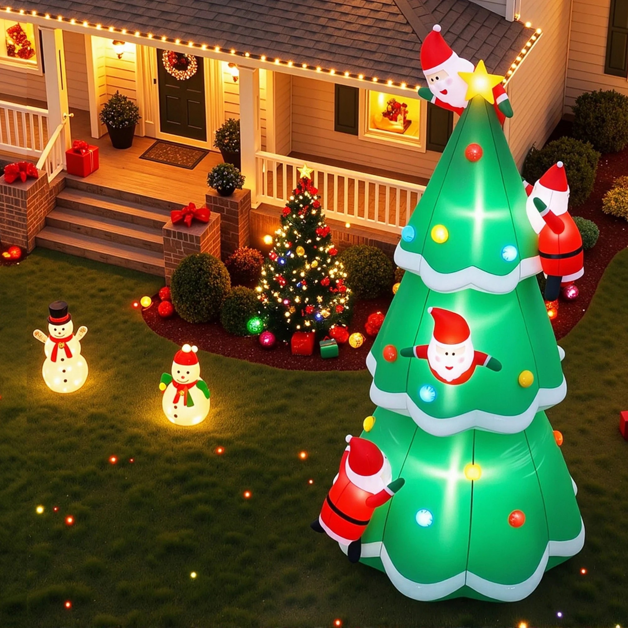 6 Jingle Jollys Christmas Inflatable Santa Tree 5M Illuminated Decorations - Multi, 6 of 7