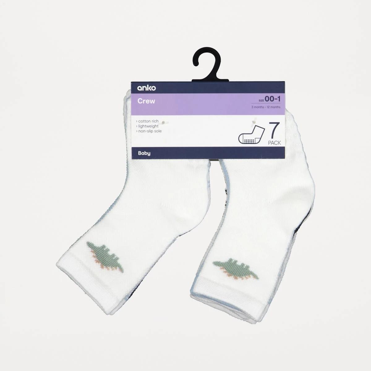 3 7 Pack Summer Crew Socks BLUE DINOS, 3 of 3
