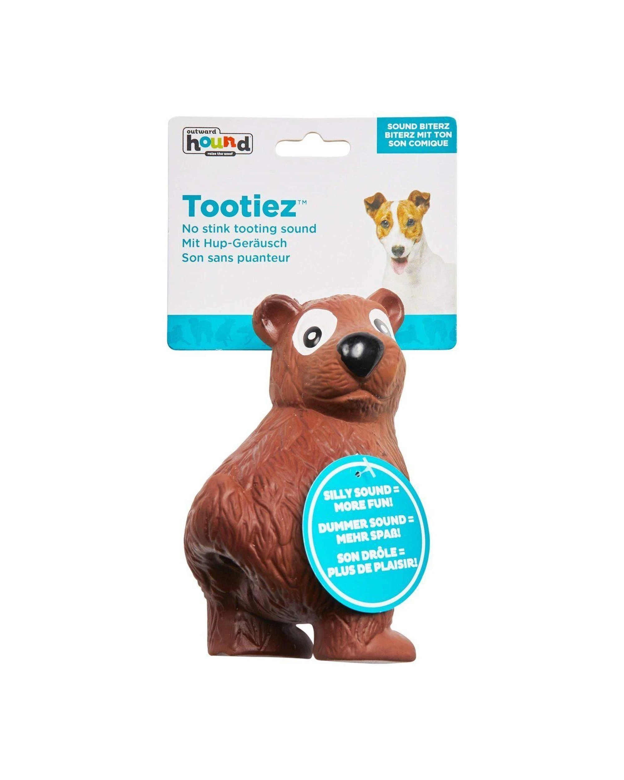 1 Outward Hound Tootiez Latex Rubber Grunter Bear Dog Squeaker Toy Small, 1 of 3