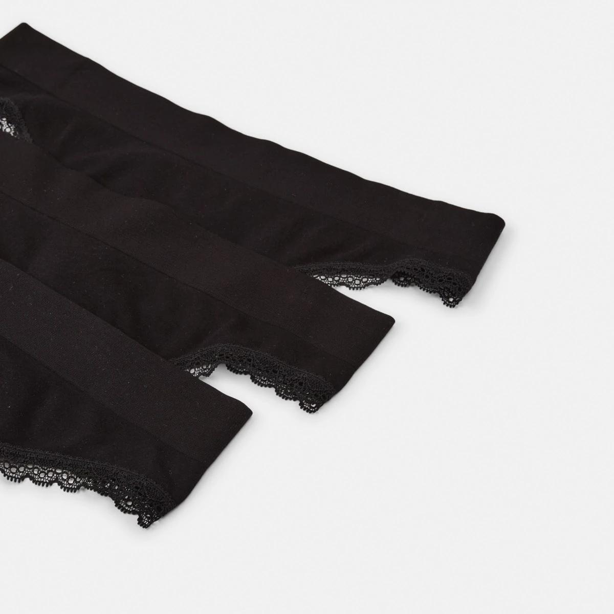 3 3 Pack Seamfree Bamboo Lace G-string Briefs BLACK, BLACK, BLACK, 3 of 6