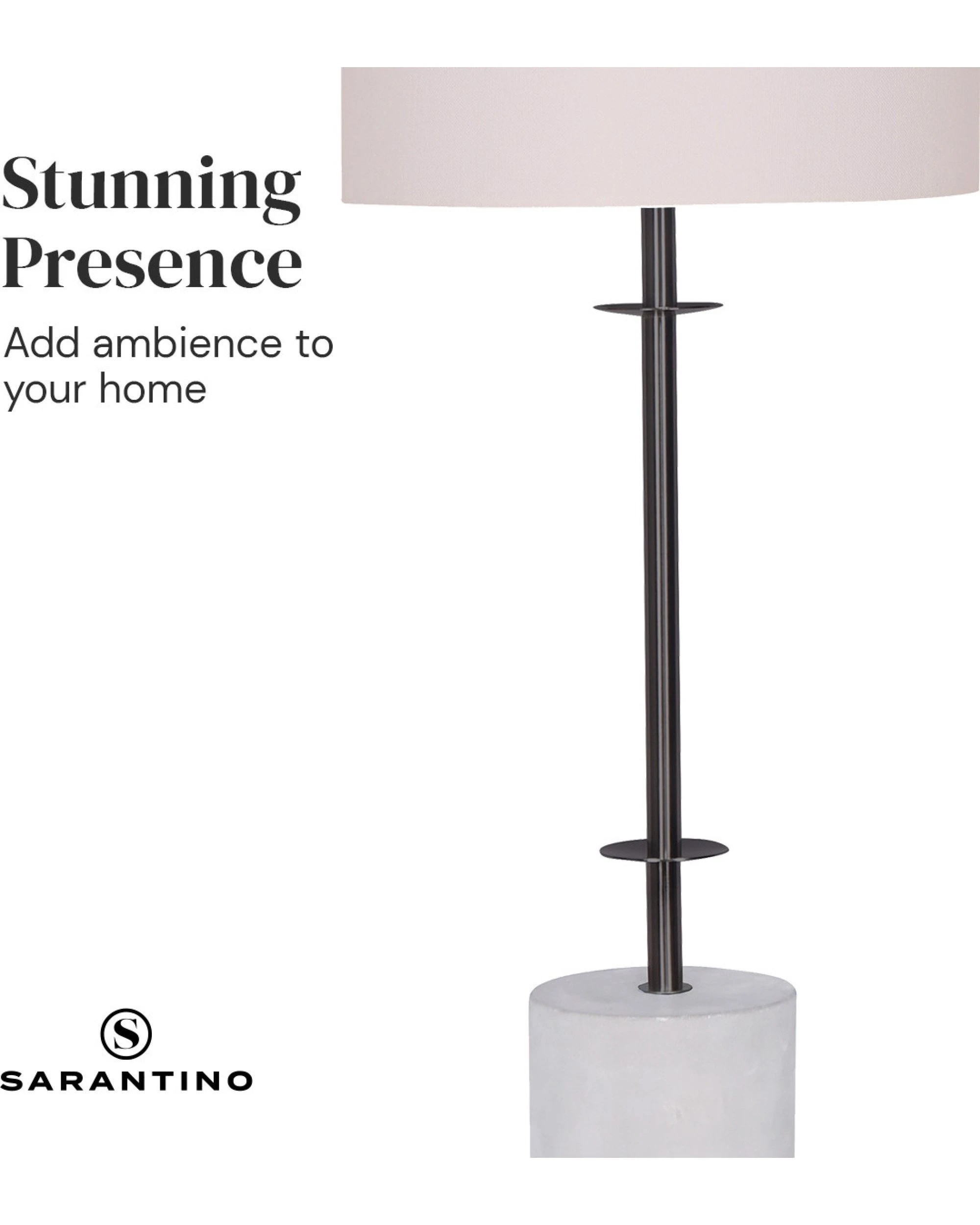 5 Sarantino Concrete Metal Desk Table Lamp Linen Drum Shade - Off-White, 5 of 10