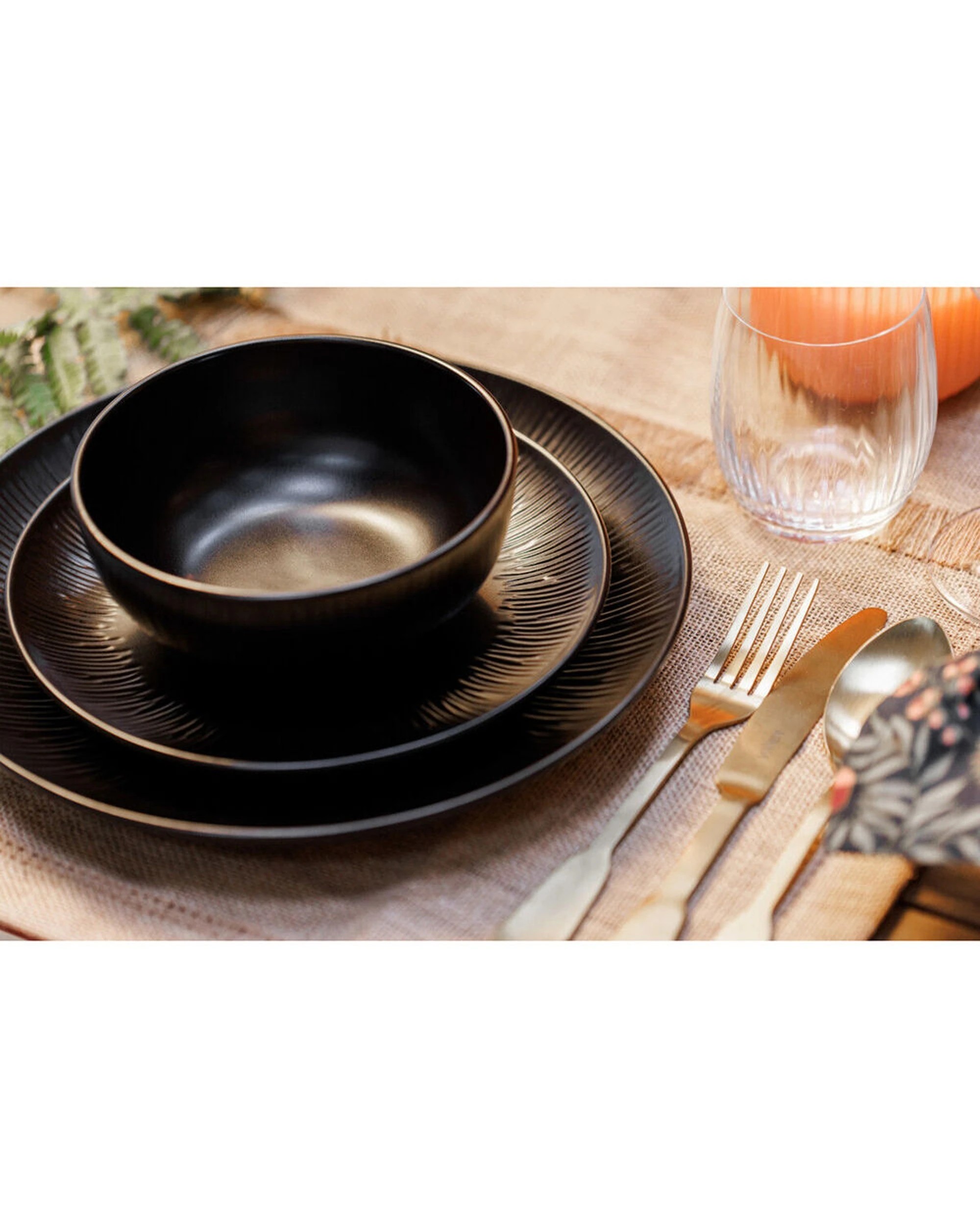 2 Mikasa Jardin 12pc Stoneware Dinner Set Botanical Vibes - Black, 2 of 6