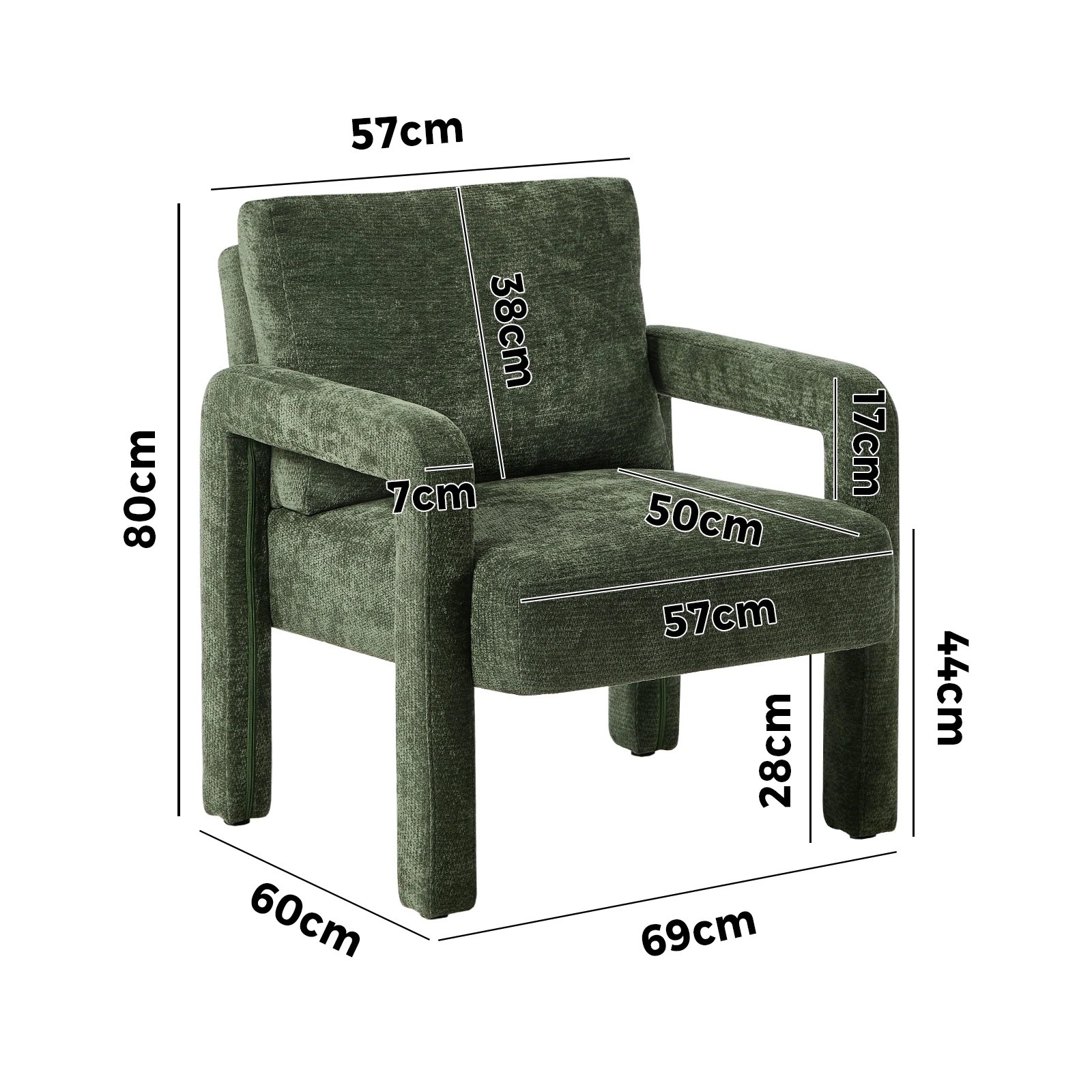 2 Oikiture Armchair Velvet Accent Chairs 1 Seater Lounge Sofa Chair - Green, 2 of 10