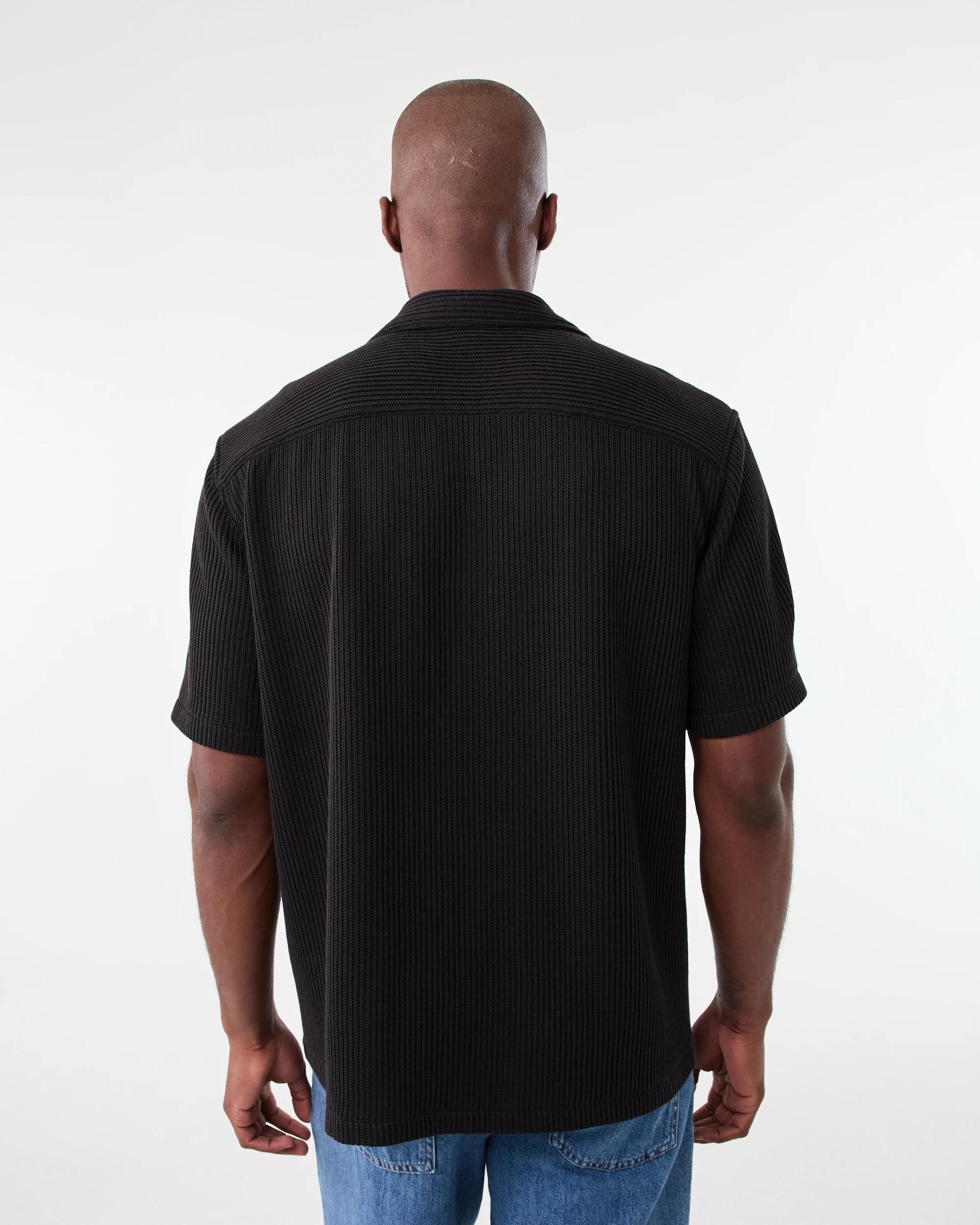 3 Short Sleeve Jacquard Knit Shirt Black, 3 of 6