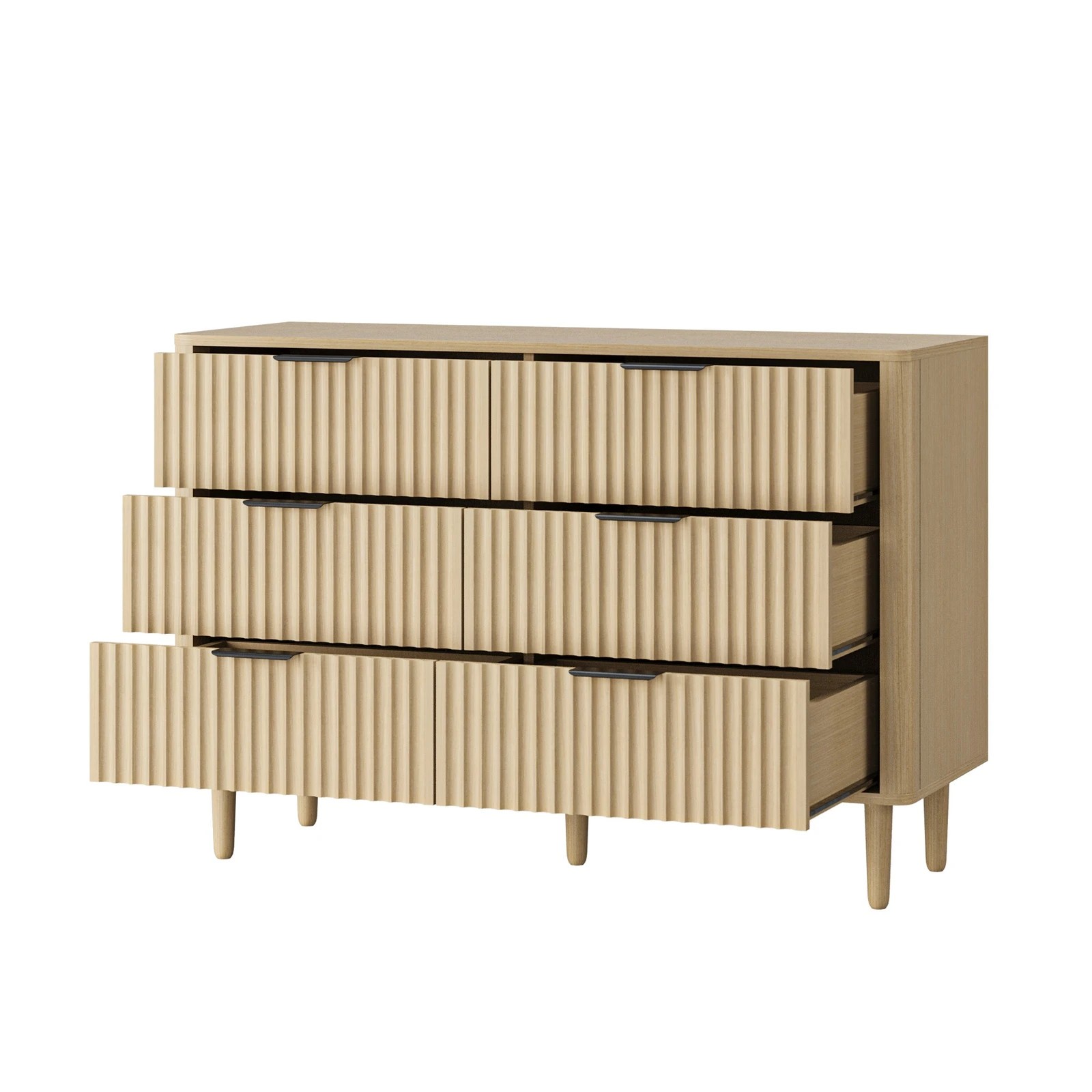 8 Oikiture 6 Chest Of Drawers Storage Cabinet Dressers Lowboy Stripe
 - Natural, 8 of 9
