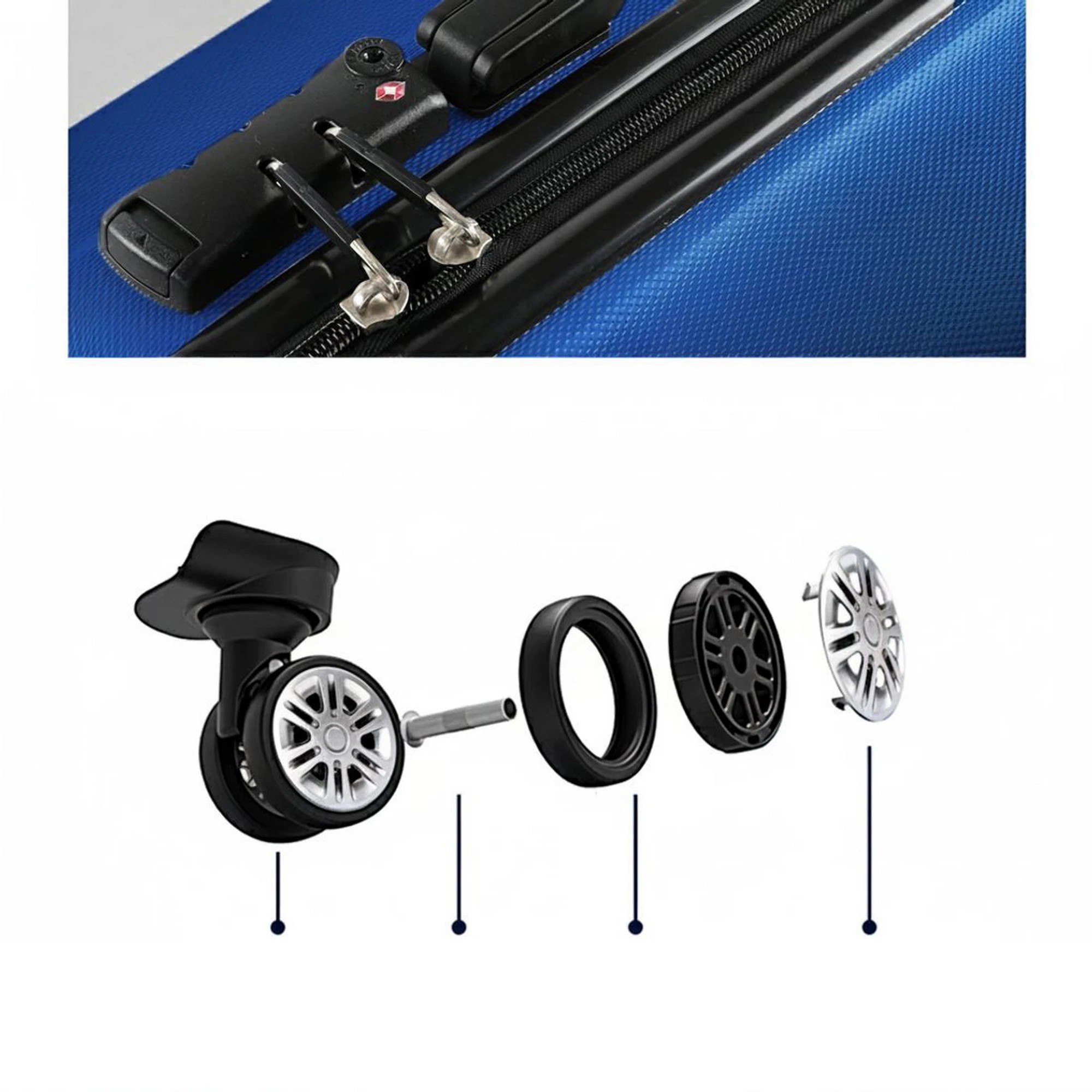 6 Wanderlite 3pc Luggage Trolley Travel Suitcase Set TSA Hard Shell Case Strap - Blue, 6 of 8