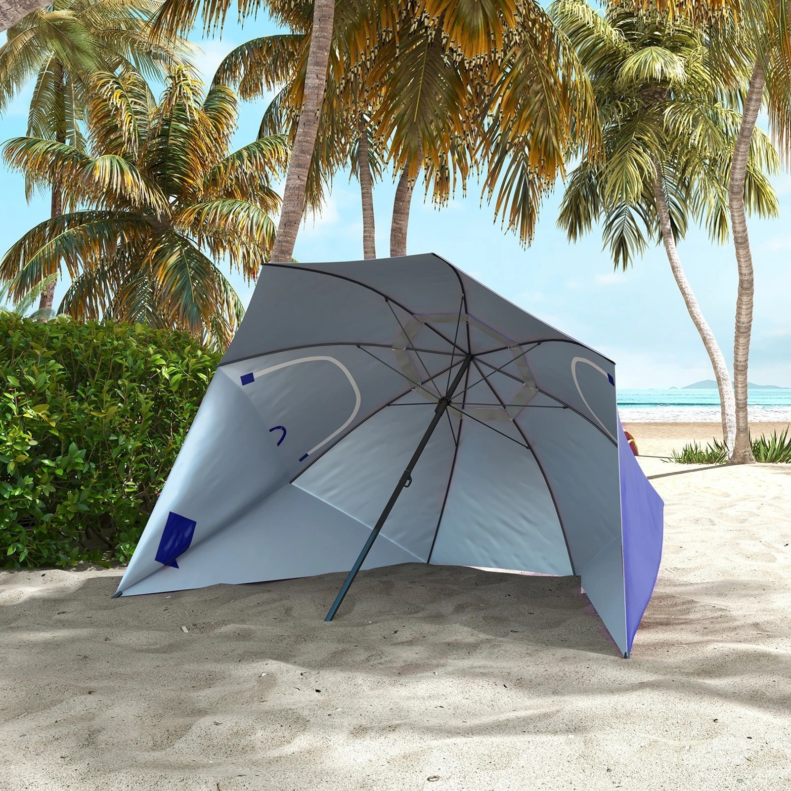 2 Havana Outdoors Beach Umbrella Tent - Blue - Blue, 2 of 6