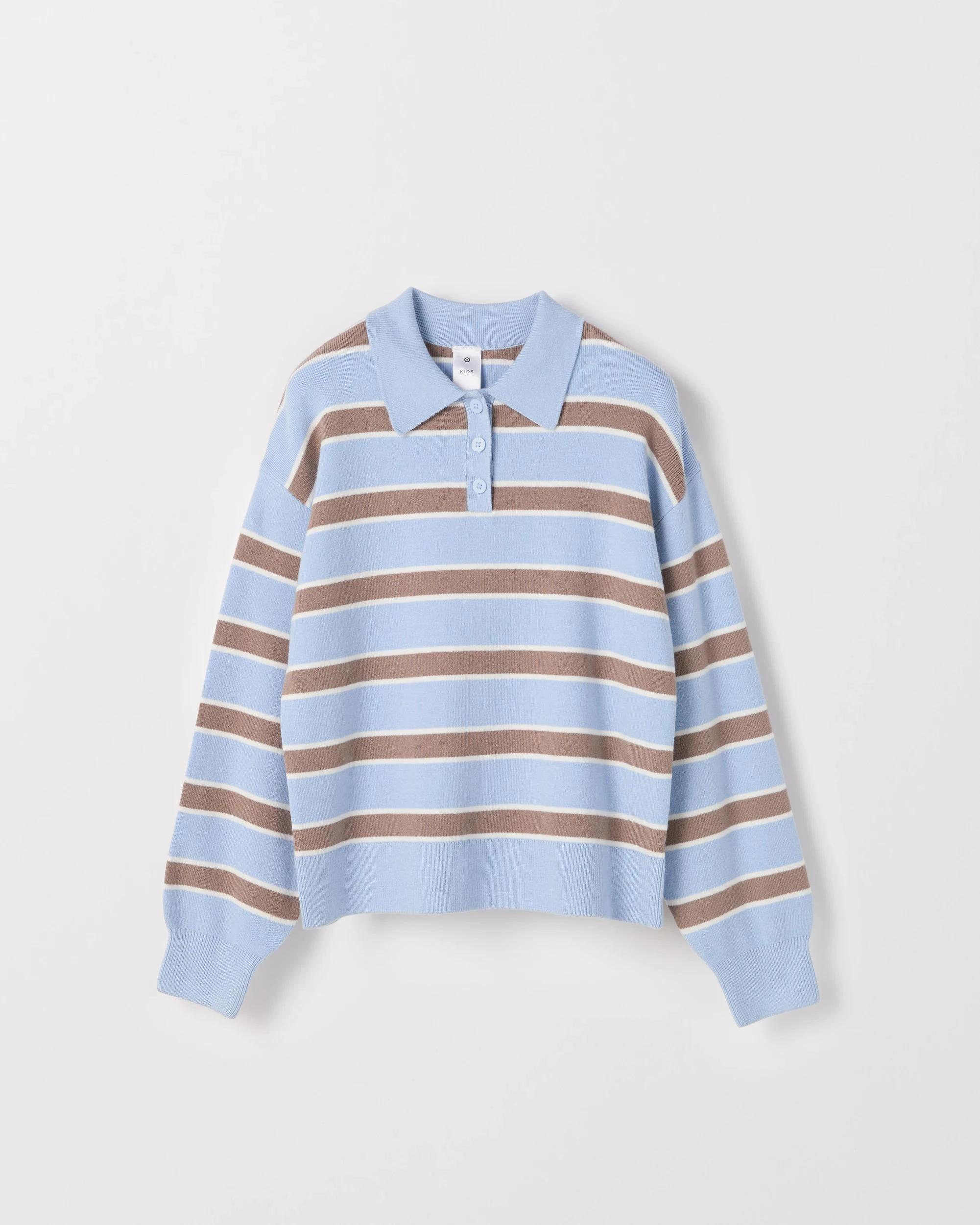 5 Target Kids Long Sleeve Loose Knit Rugby Jumper BLUE CREA STRIPE, 5 of 6