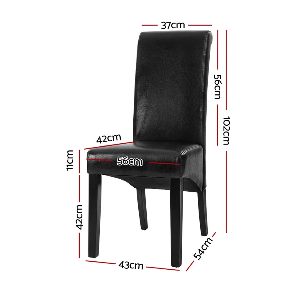 2 Artiss Dining Chairs Set of 2 Leather Parsons Chair - Black, 2 of 6