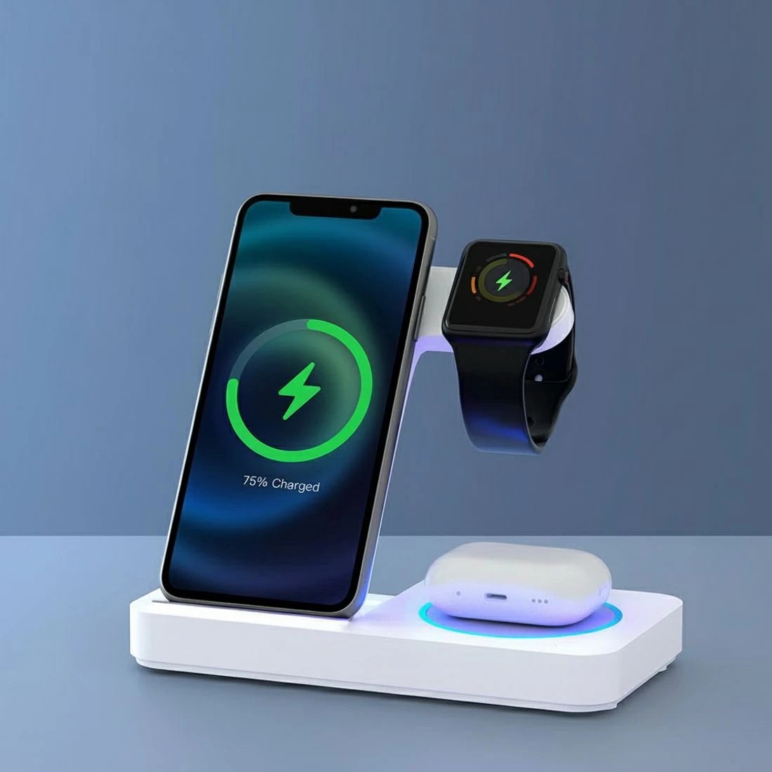7 Devanti 4-in-1 Wireless Charger Station Fast Charging for Phone - White, 7 of 7