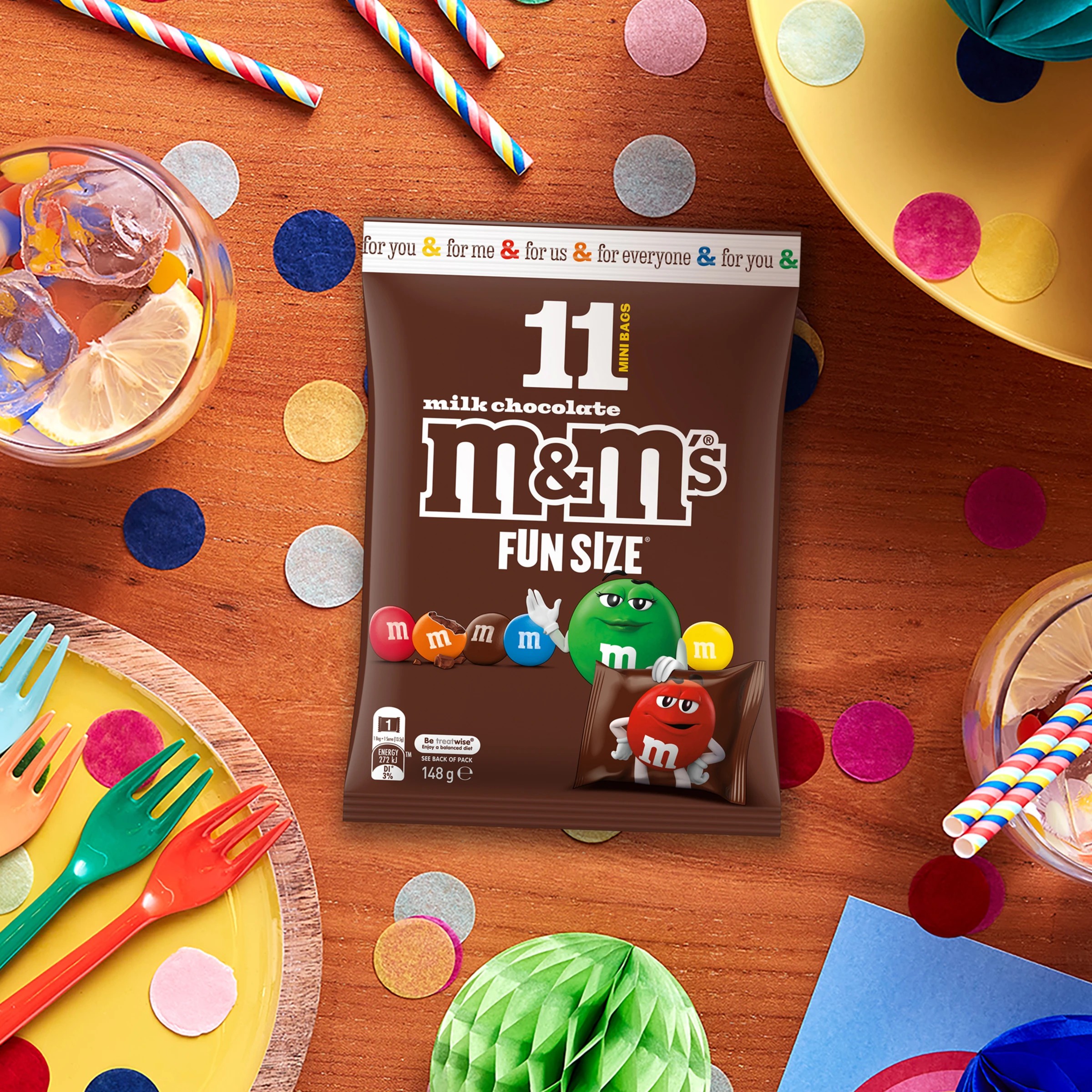 3 M&M’s 11 Pack Fun Size Milk Chocolate Share Pack 148g, 3 of 5