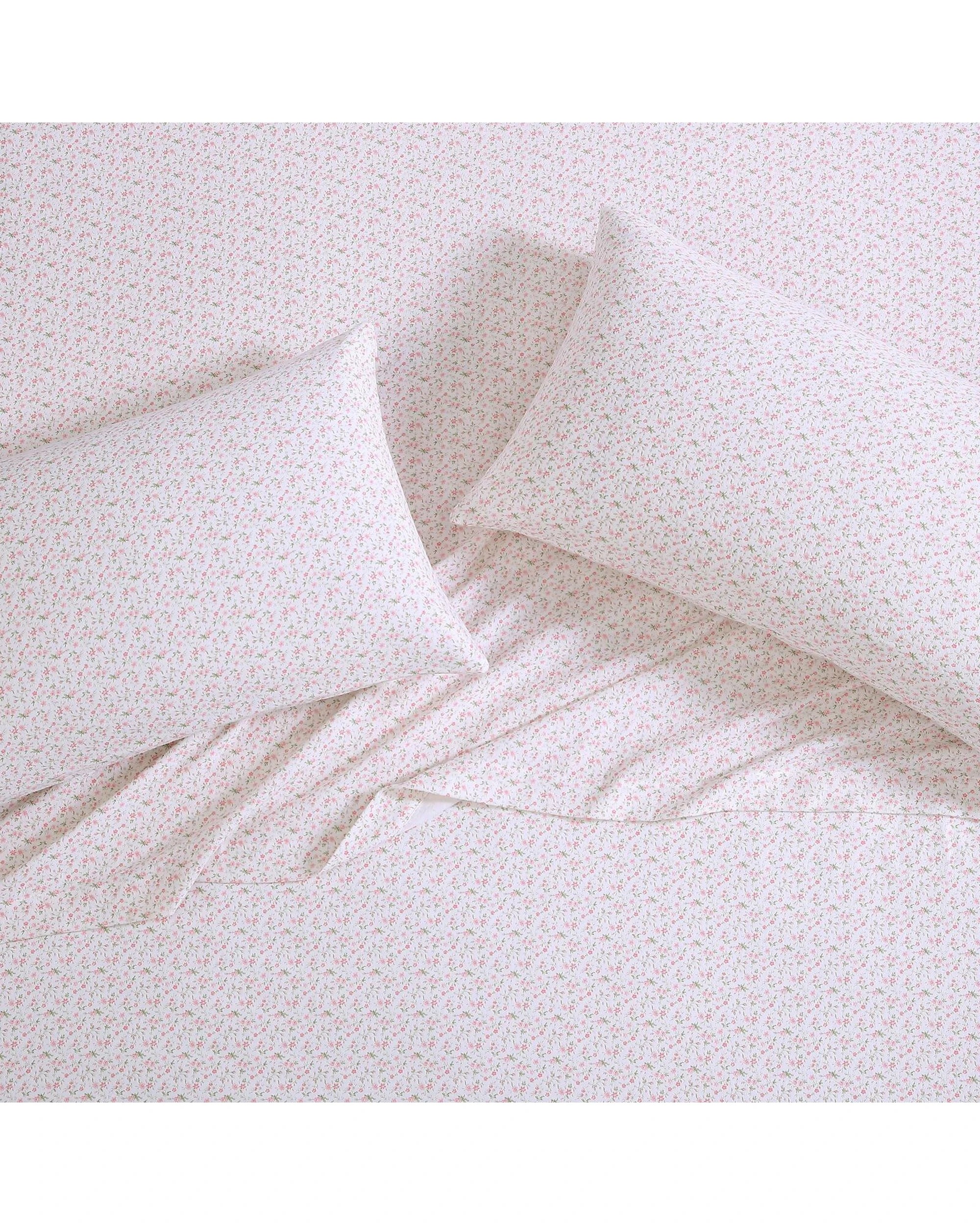 1 Laura Ashley Flannelette Cotton Fitted Bed Sheet Set With Pillowcase - Single Bed - Pink, 1 of 3
