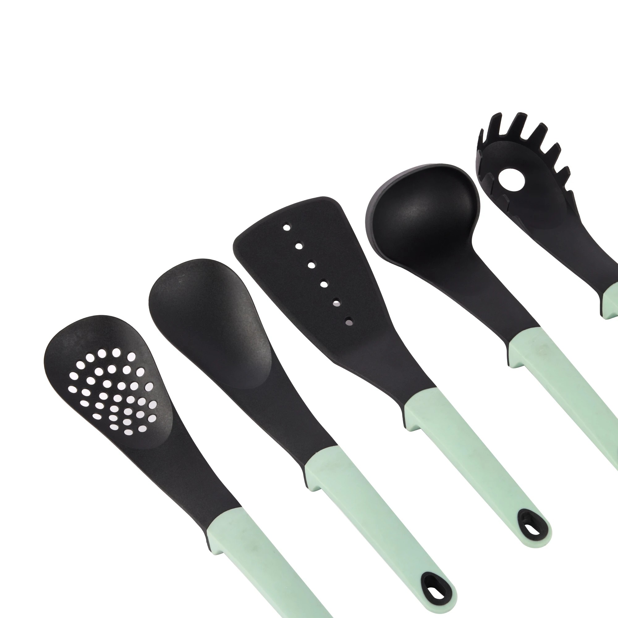 3 Set of 5 Nylon Utensils with Soft Touch Handles, 3 of 5