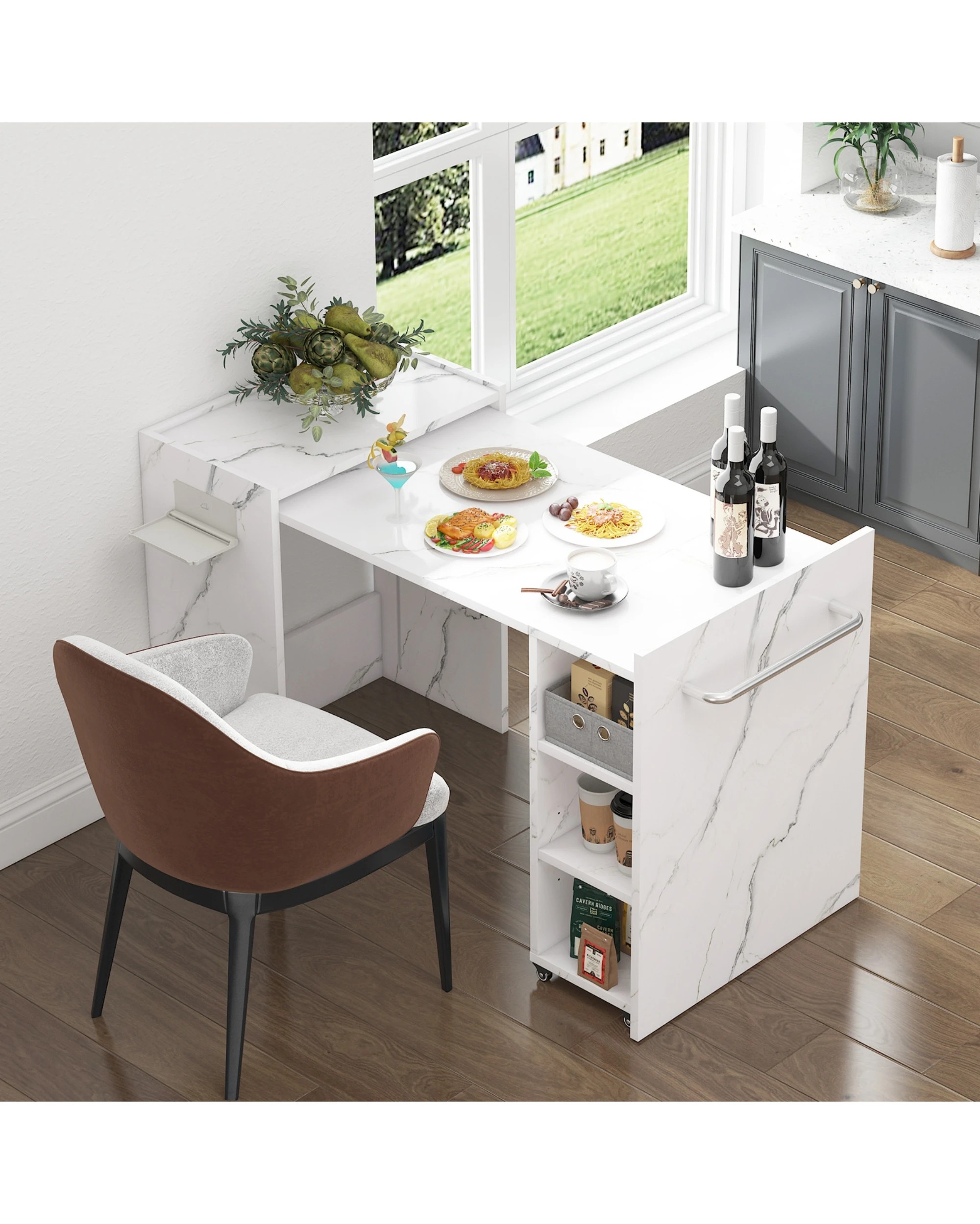 2 Advwin Computer Desk Folding Sewing Table - White, 2 of 7