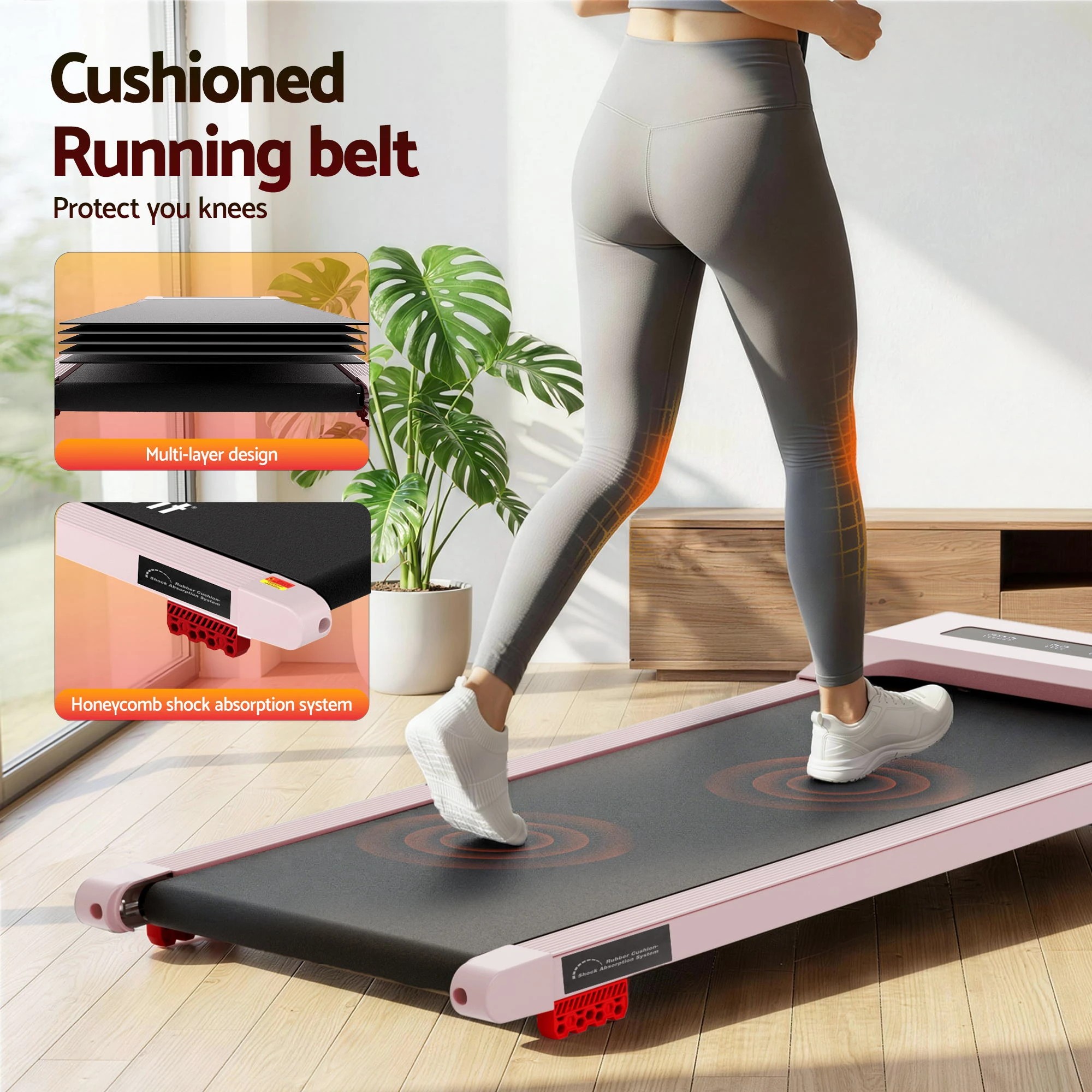 9 Everfit Treadmill Electric Walking Pad Incline Under Desk Home Gym 380mm - Pink, 9 of 10