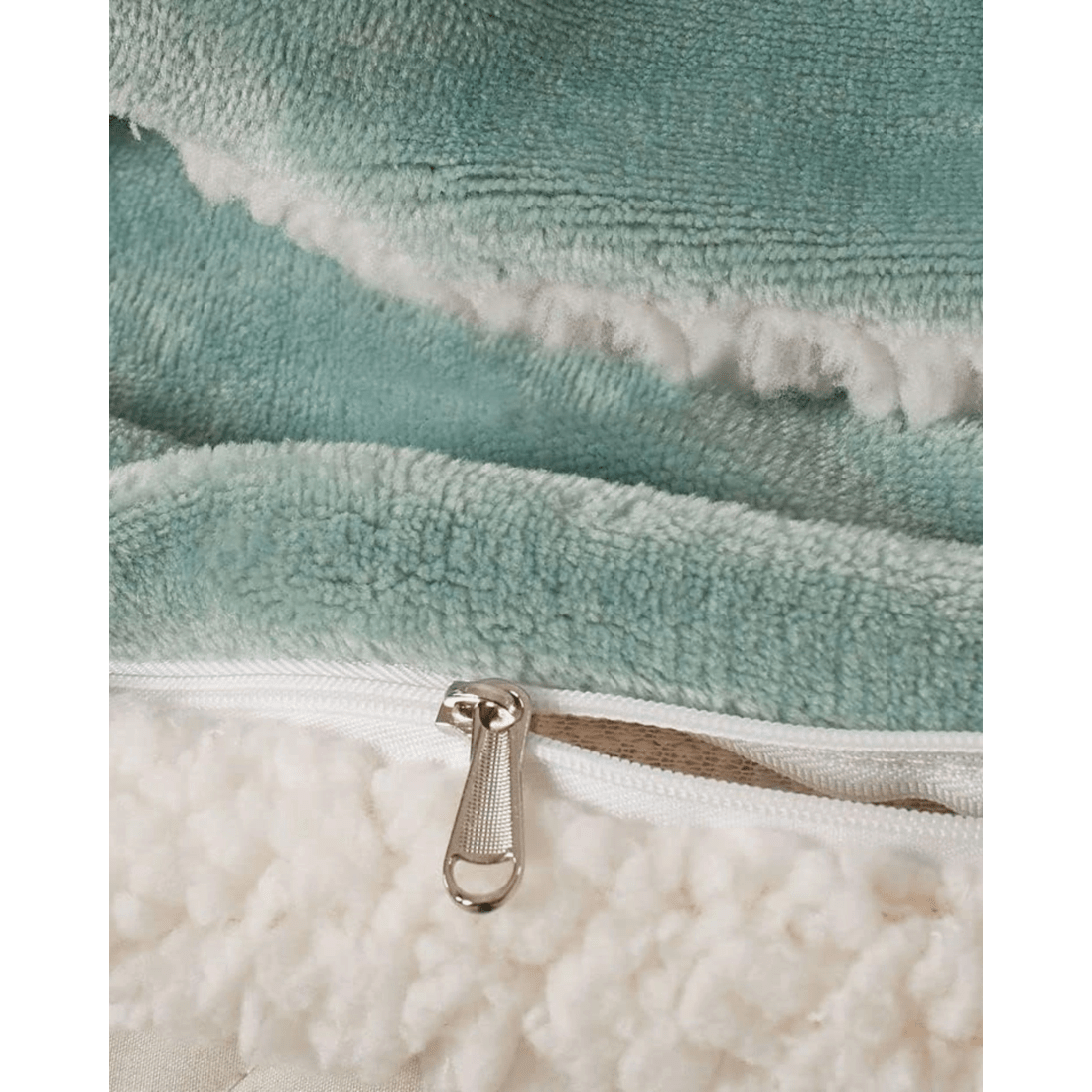 4 GIOIA CASA 2-in-1 Teddy Sherpa Reversible Quilt Cover Set &amp; Blanket, Sage Green - Green, 4 of 7