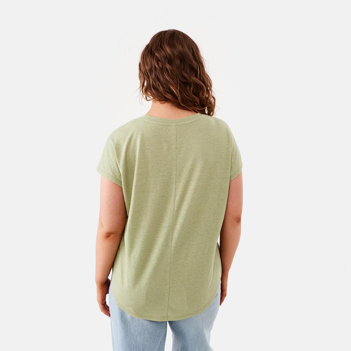 3 Linen Blend Extended Sleeve Tee Grn Tea, 3 of 6