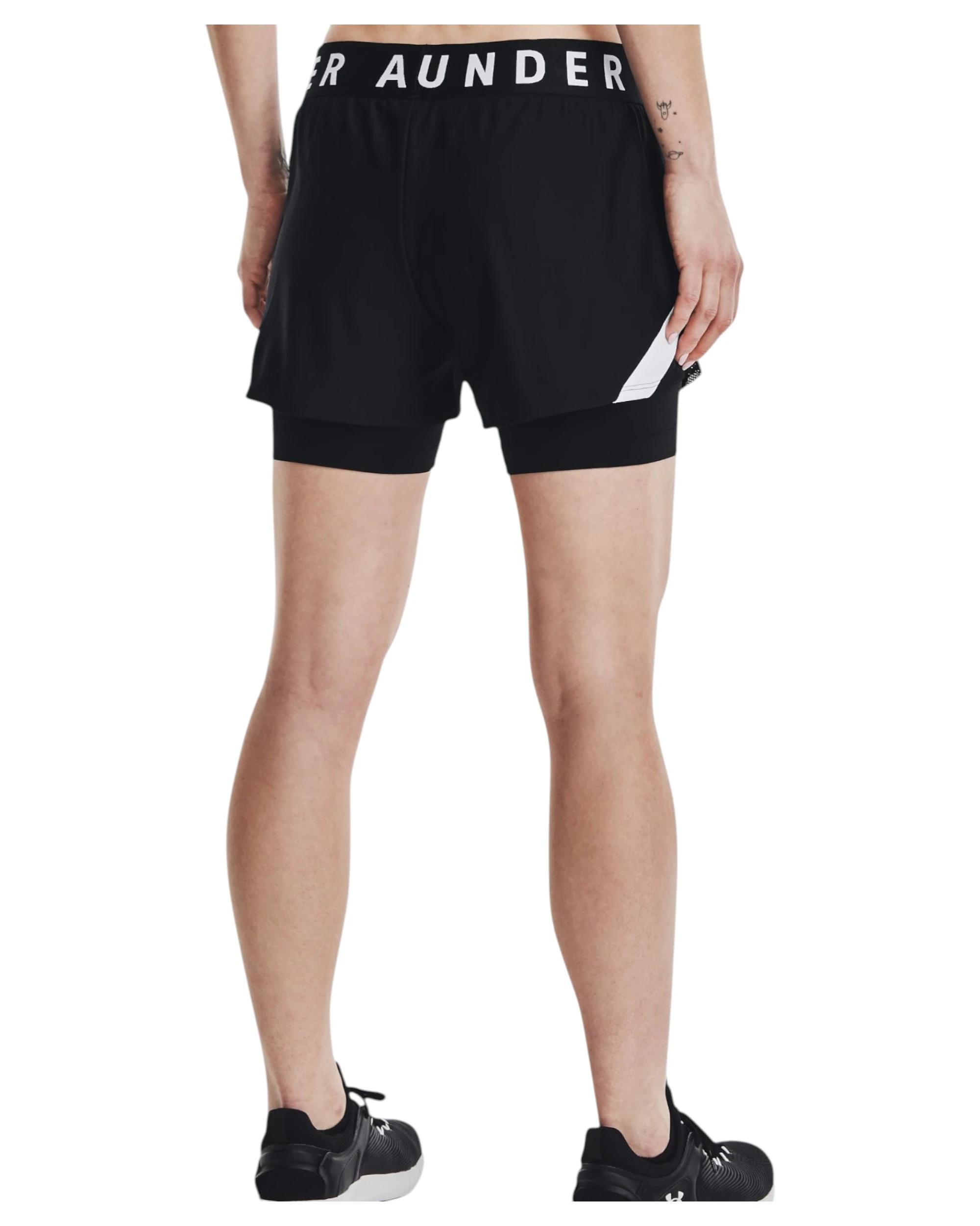 3 Under Armour Womens Play Up 2-in-1 Black/ White Shorts BLACK, 3 of 6