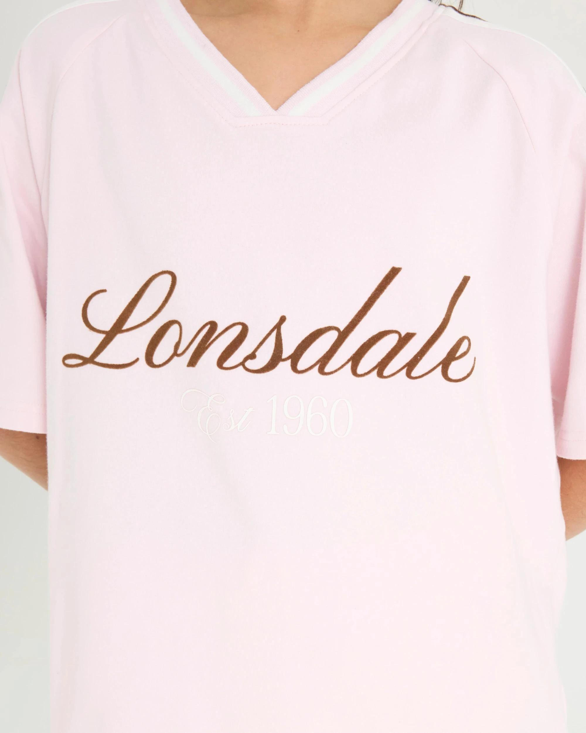 4 Lonsdale London Short Sleeve V-Neck T-Shirt PINK, 4 of 4