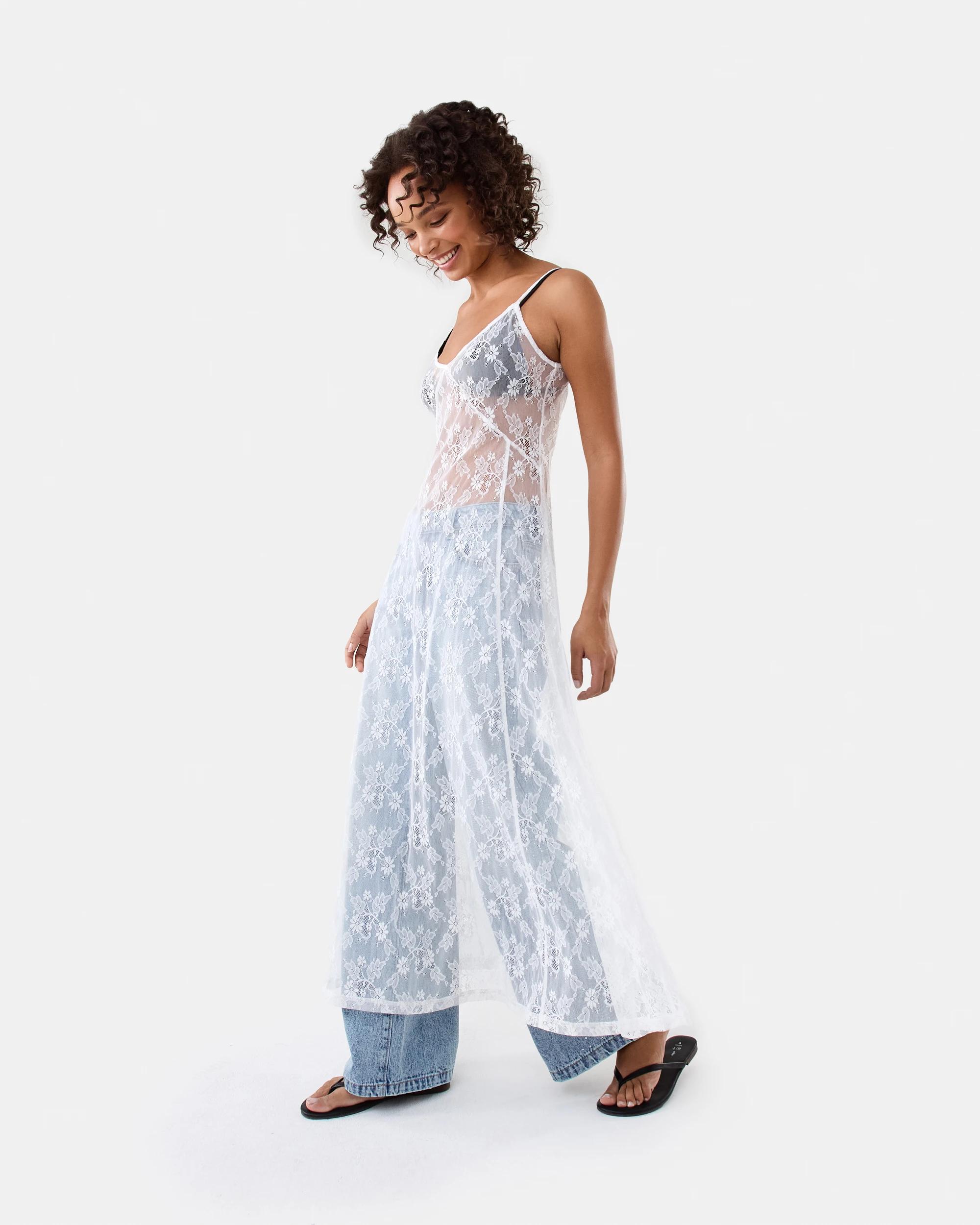 1 Sleeveless Lace Maxi Dress White, 1 of 7