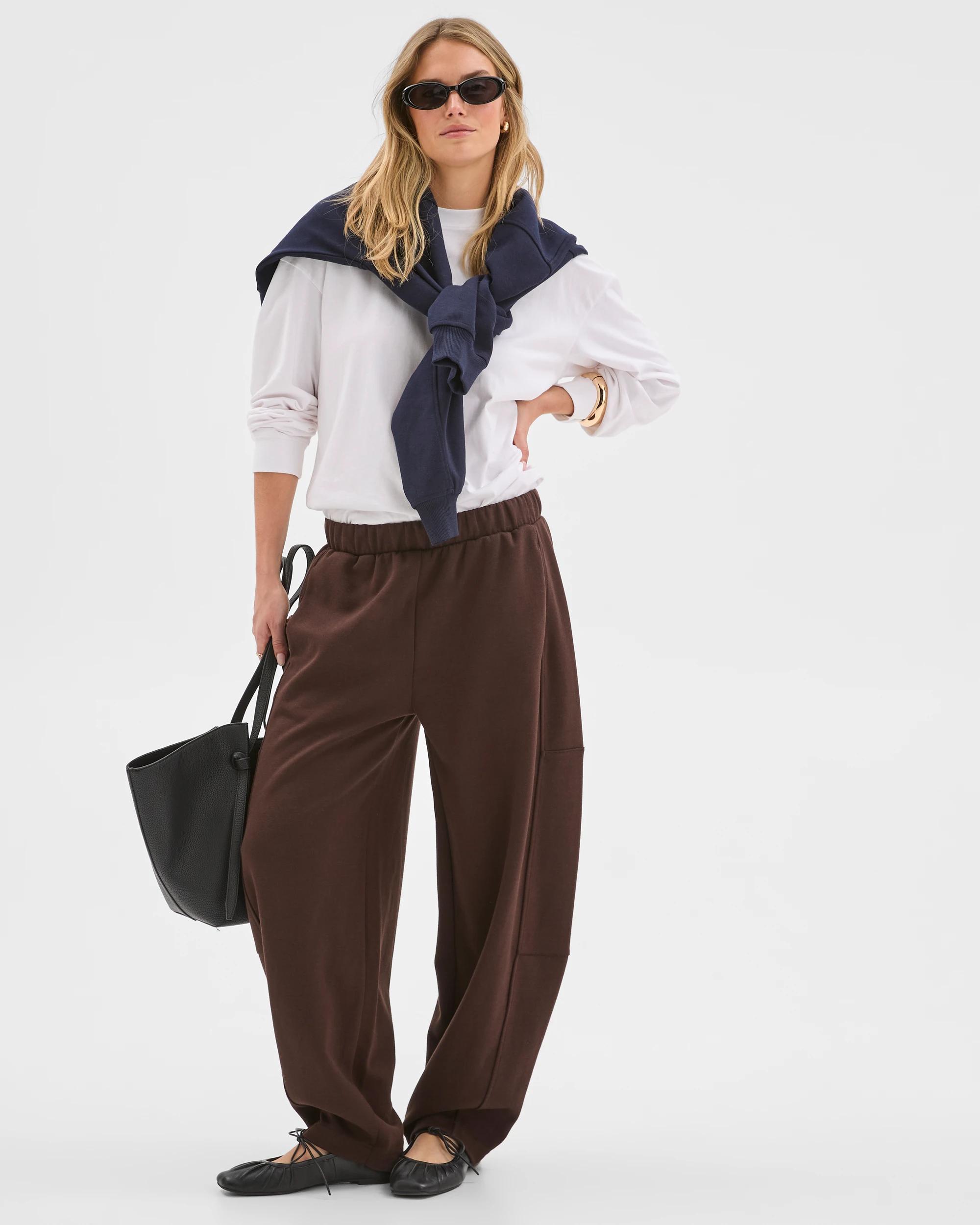 1 Lily Loves Balloon Curved Leg Trackpants TRUFFLE, 1 of 7