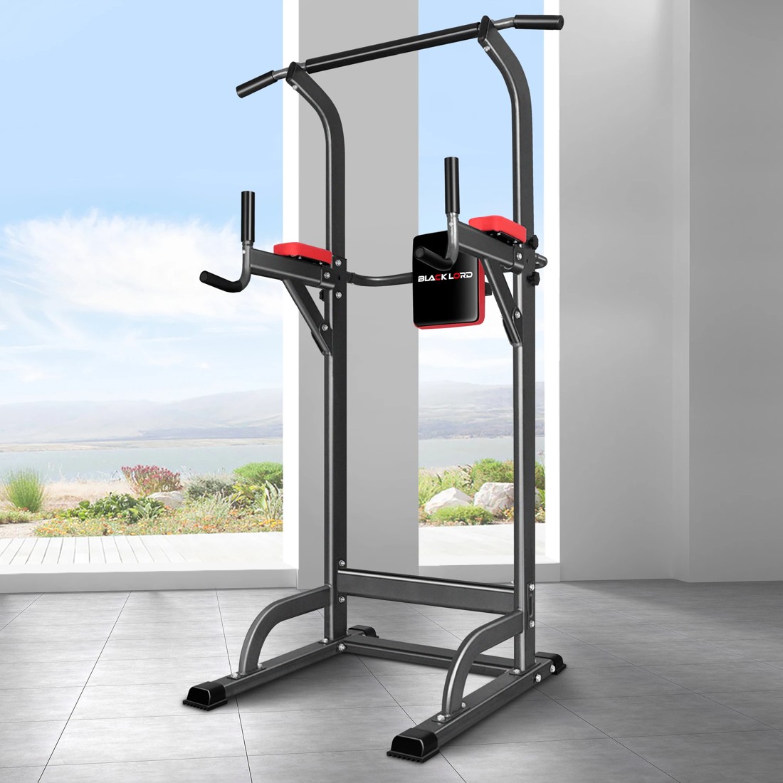 2 Black Lord Power Tower Chin Up Bar Push Pull Up Weight Bench Gym Station, 2 of 7